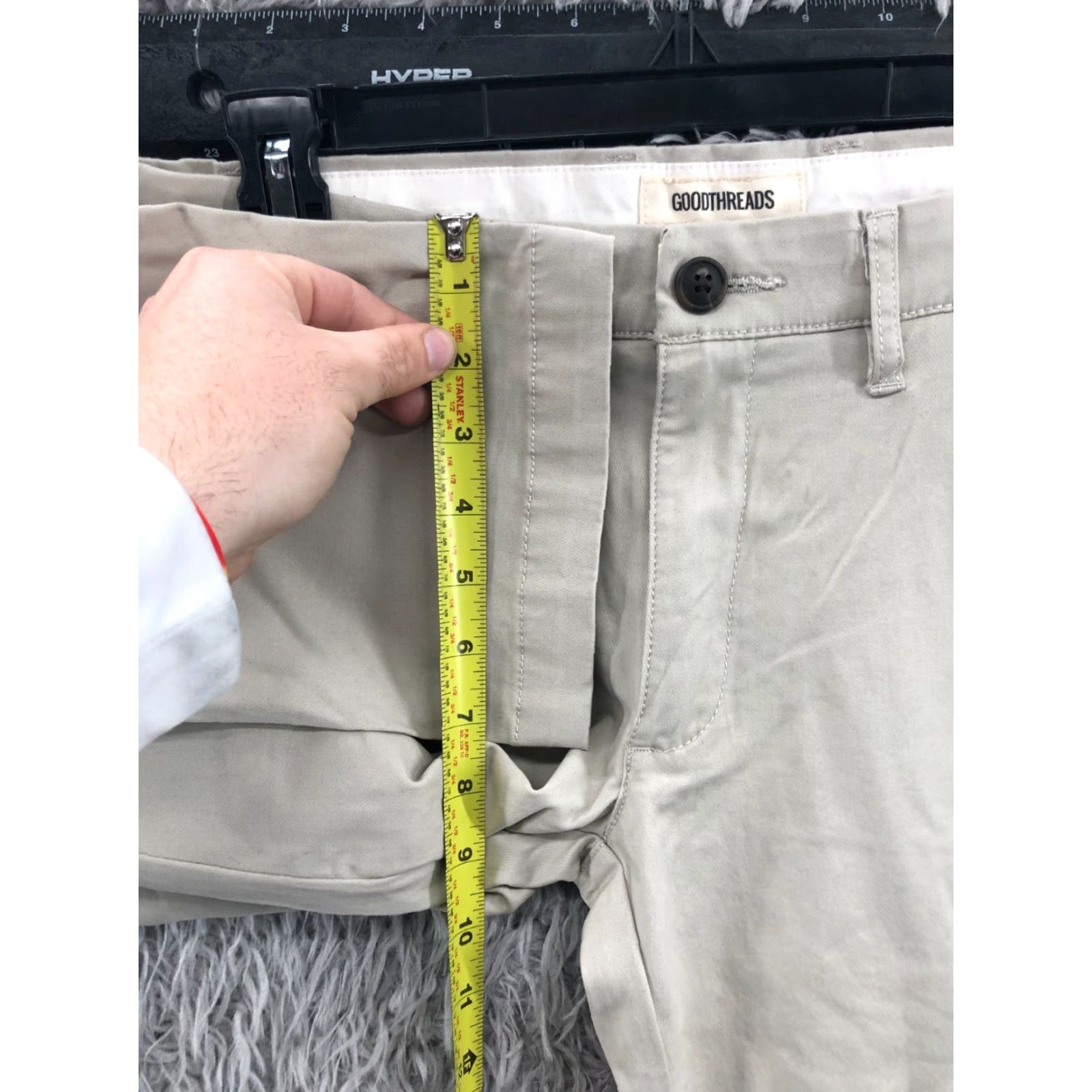 Vintage Goodthreads Pants Men 28x28 Straight Mid Rise Beige Denim 5-Pocket Slimming City Logo Regular Machine Washable Size US 28 / EU 44 - 4 Thumbnail