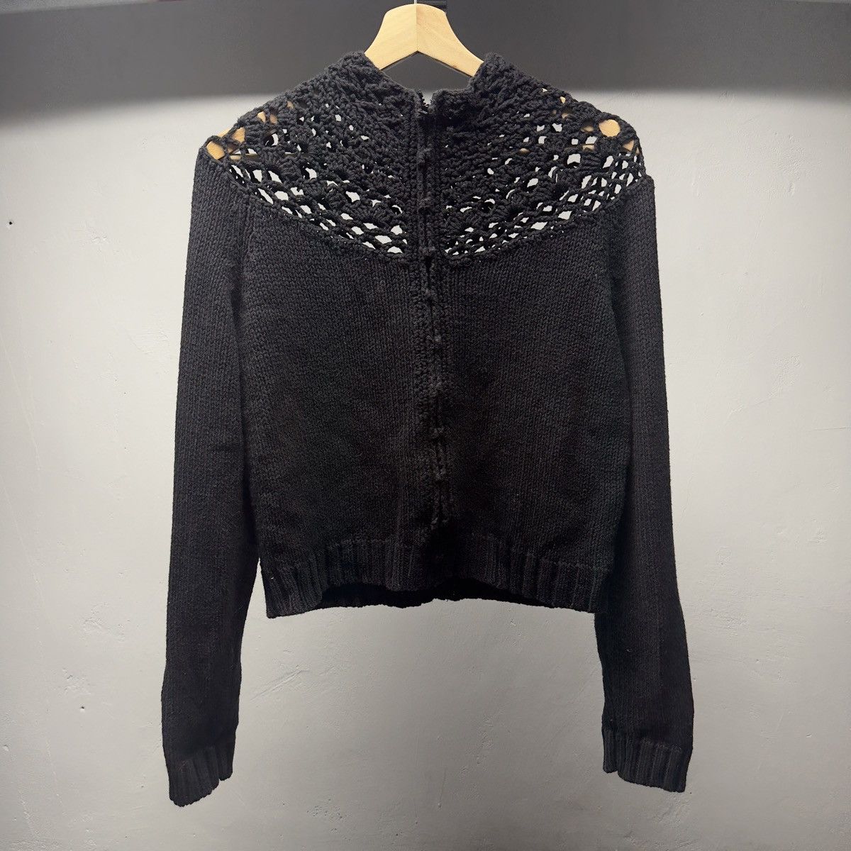 Vintage Vintage Crochet Yoke Lace Mock Neck Knit Sweater ERD Grunge Size L / US 10 / IT 46 - 1 Thumbnail