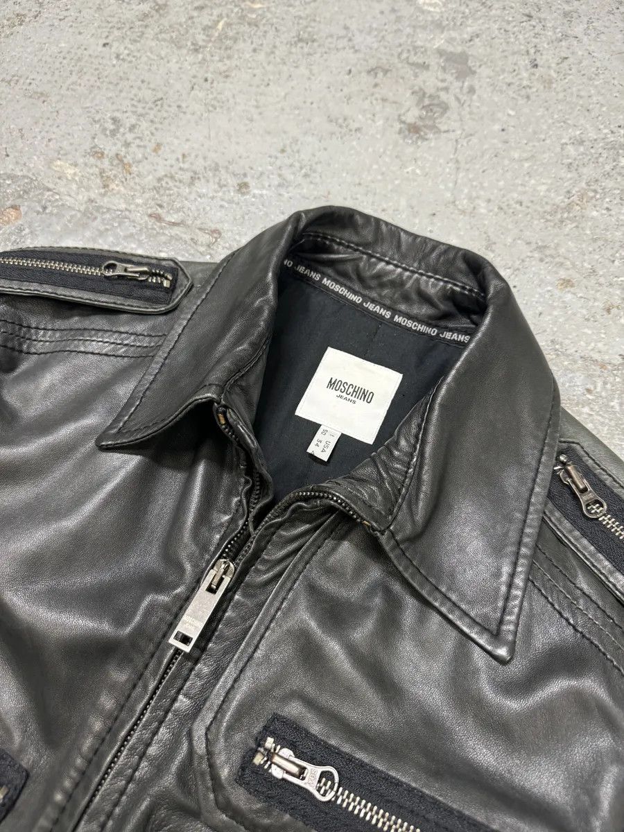 Moschino 2000s Moschino Multi Zips Circle Black Leather Jacket Size US M / EU 48-50 / 2 - 7 Thumbnail