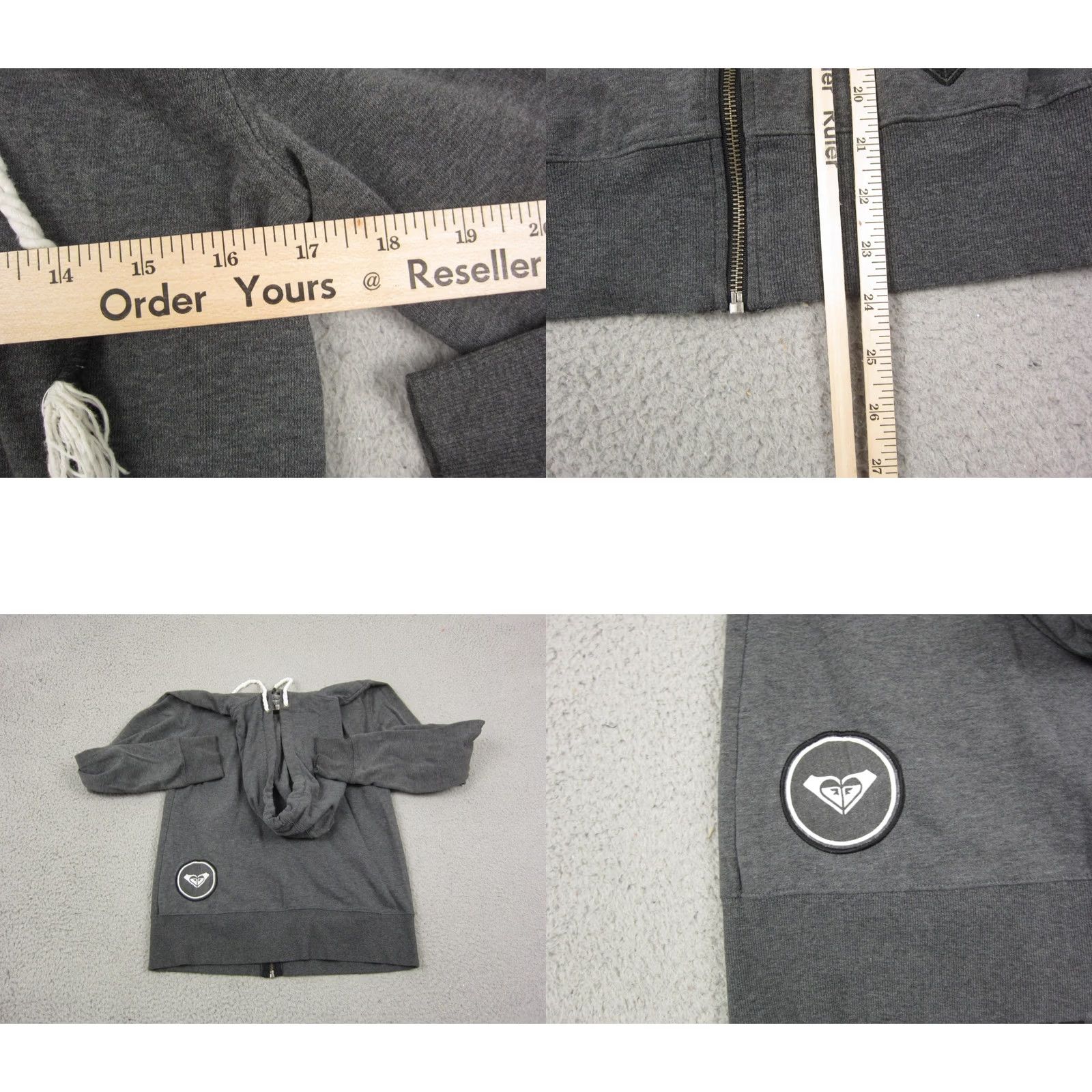 Vintage Roxy Hoodie Womens M Gray Full Zip Fleece Sweatshirt Logo 90s City Classic Outdoor Mens Women Girls? Size M / US 6-8 / IT 42-44 - 8 Thumbnail