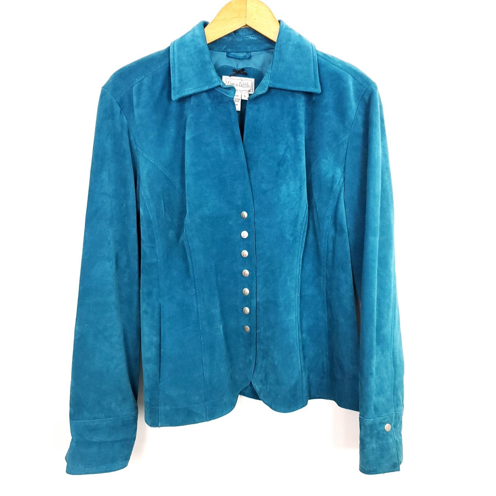 Other Vintage Y2K Blue Suede Leather Jacket Live a Little L Size L / US 10 / IT 46 - 5 Thumbnail