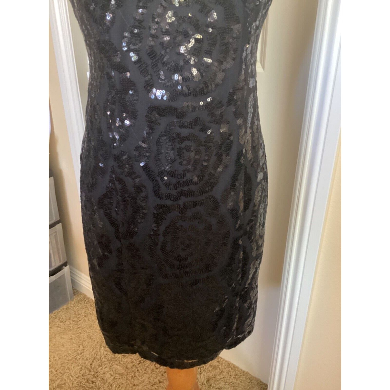 Calvin Klein 💋 CALVIN KLEIN BLACK SEQUINED HALTER COCKTAIL DRESS - SZ 4 Size S / US 4 / IT 40 - 8 Thumbnail