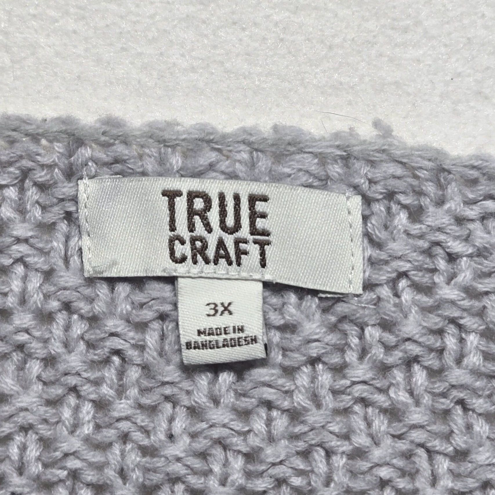 Vintage True Craft Sweater Shirt Adult 3X Gray Womens Pullover Long Sleeve Solid 90s? Size XXL / US 16-18 / IT 52-54 - 2 Thumbnail
