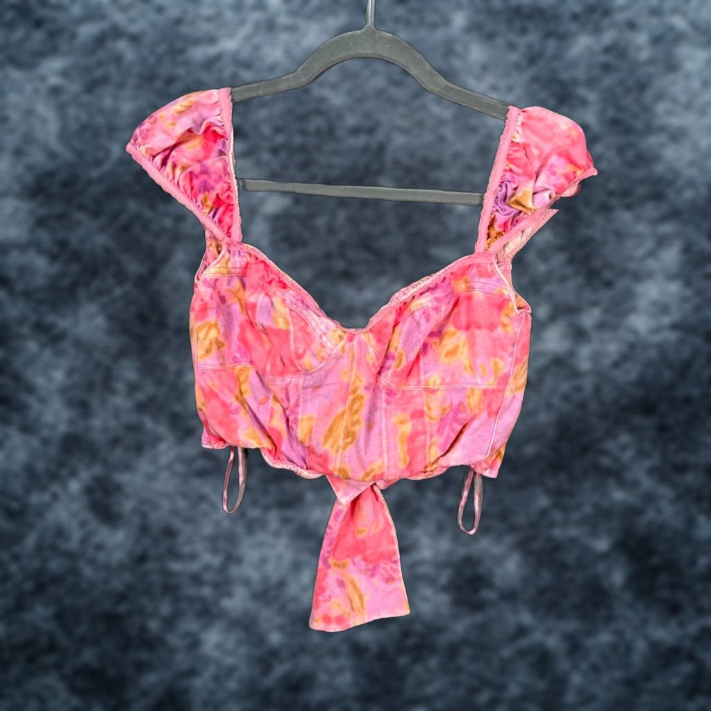 Free People Free People Womens XS Tie-Dye Pink & Orange Ruched Crop Top Sleeveless Tie Back Blouse Summer Cropped Womens XS Pink Tie-Dye Ruched Crop Top Size XS / US 0-2 / IT 36-38 - 1 Thumbnail