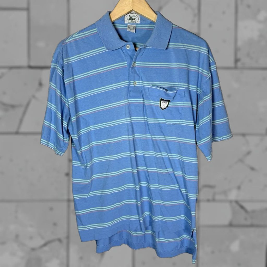 Lacoste VINTAGE Lacoste Striped Polo Shirt Mens Medium Blue 100% Cotton Regular Size US M / EU 48-50 / 2 - 1 Thumbnail