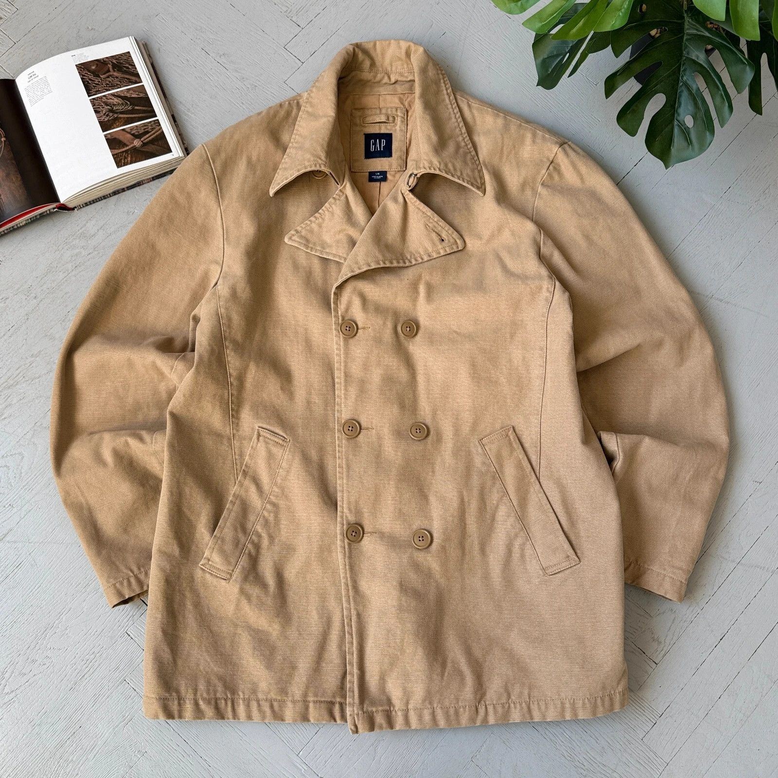 Gap Vintage 00s GAP Canvas Peacoat US Navy Heavy Cotton Jacket Size US L / EU 52-54 / 3 - 1 Thumbnail