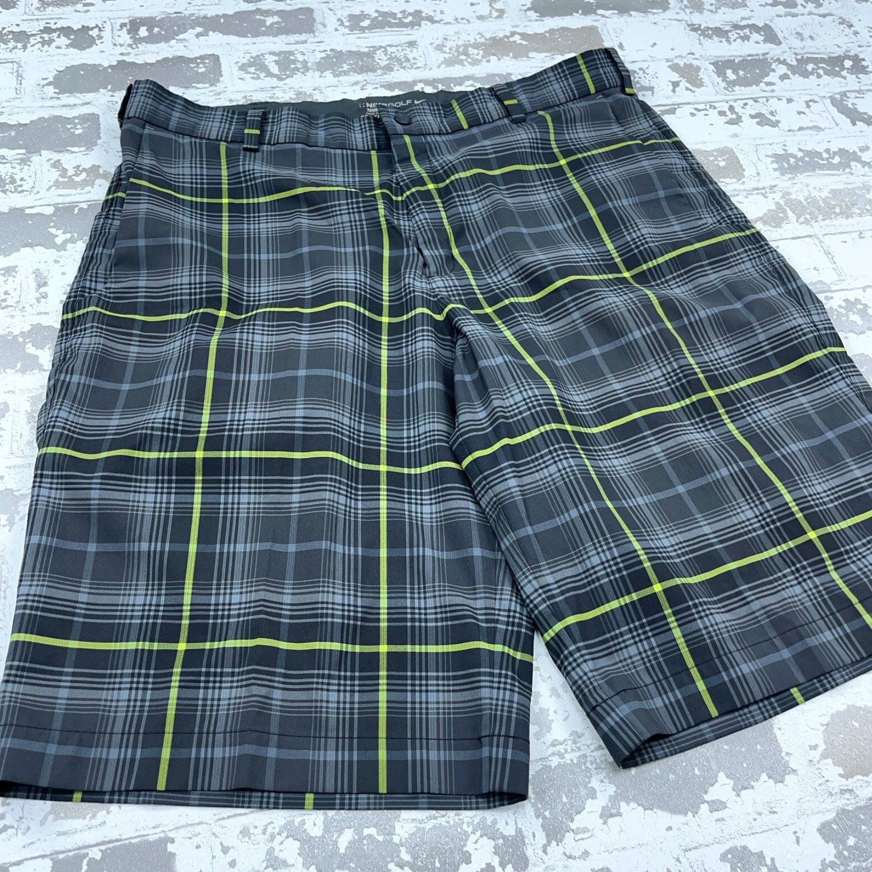 Nike Nike Chino Shorts Men 35 Gray Dri Fit Tour Performance Tartan Plaid Stretch Short Size US 35 - 5 Thumbnail