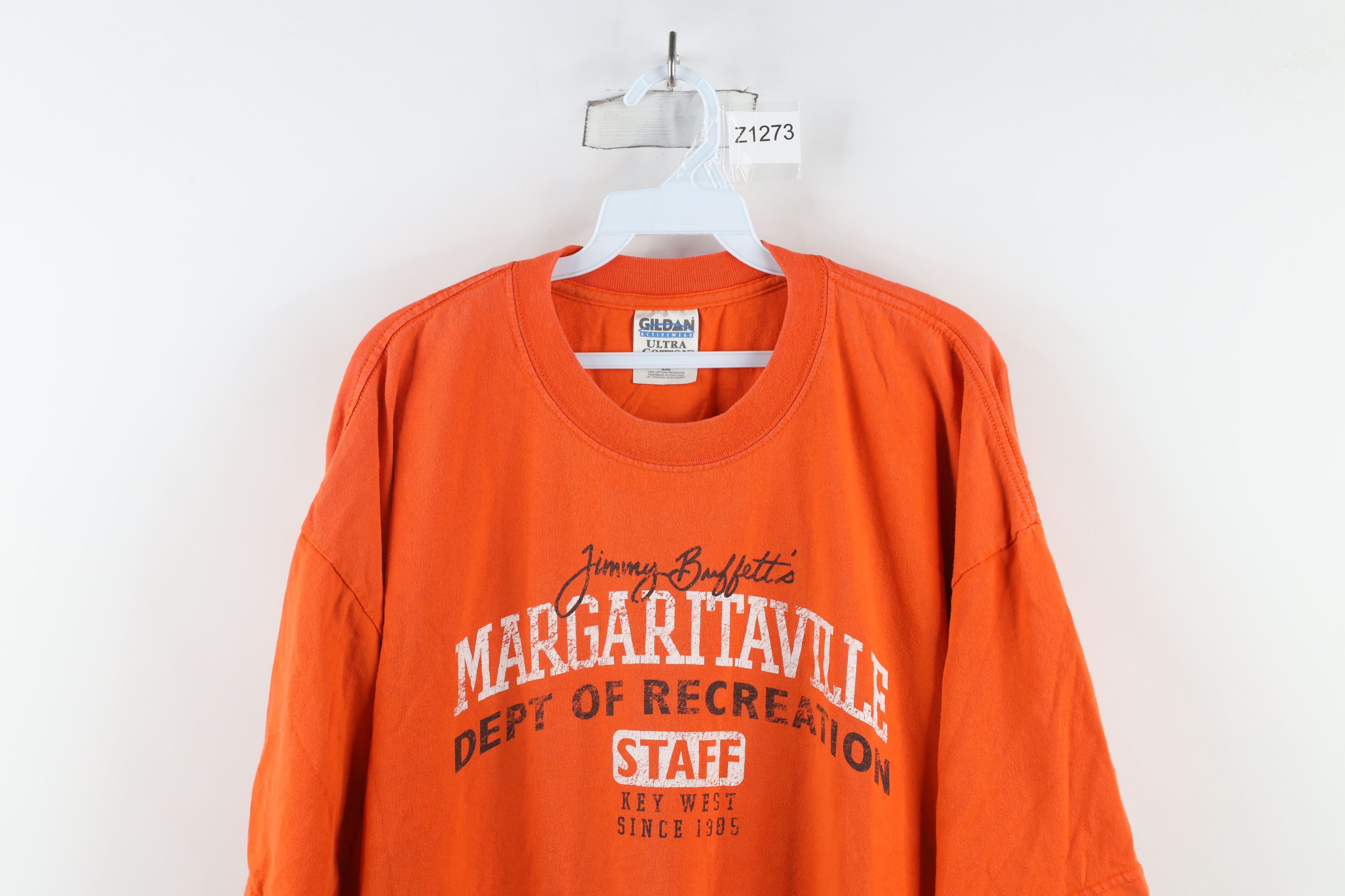 Vintage Vintage 90s Jimmy Buffetts Margaritaville T-Shirt Orange Size US XXL / EU 58 / 5 - 2 Thumbnail