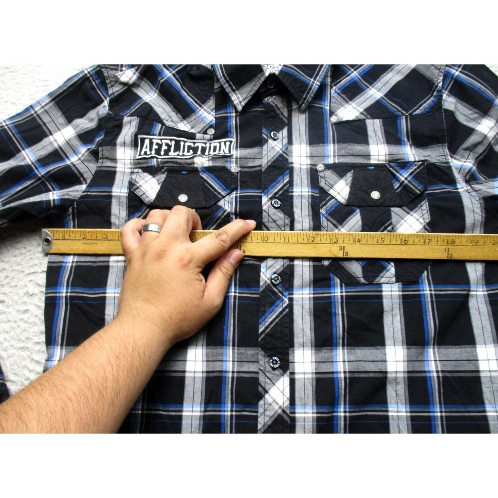 Affliction Affliction Shirt Mens L Black Plaid Long Sleeve Button Up Embroidered Western Size US L / EU 52-54 / 3 - 7 Thumbnail