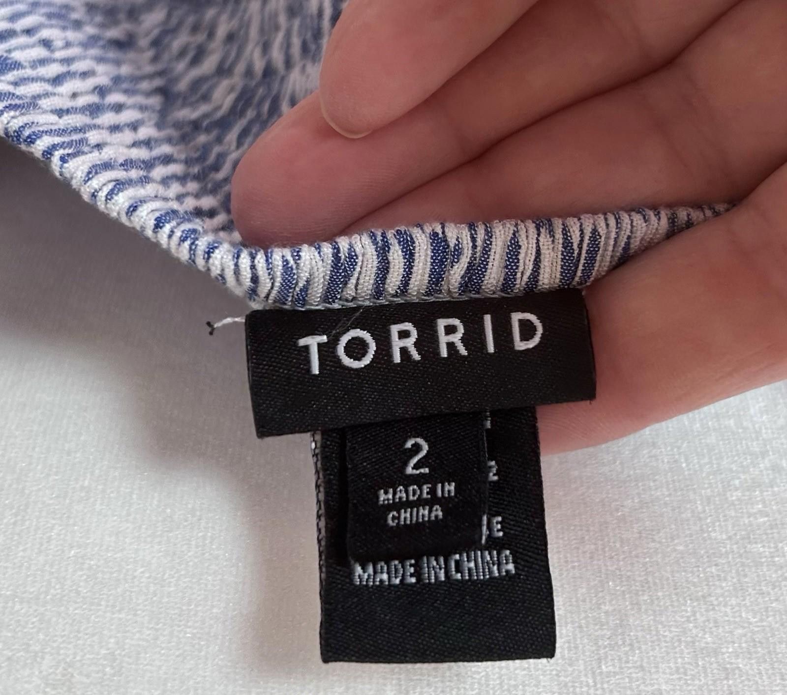 Other Torrid White Blue Stripe Plus Size 2 100% Rayon Boho Coastal Size XXL / US 16-18 / IT 52-54 - 4 Thumbnail