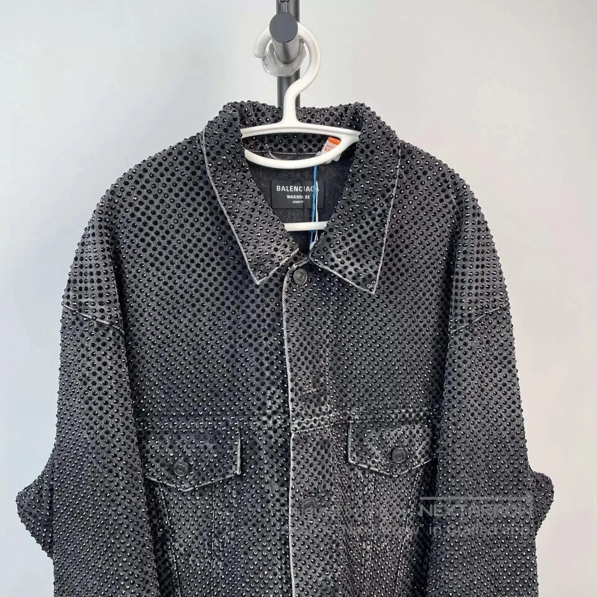 Balenciaga Black Perforated Denim Jacket Size S. Size US S / EU 44-46 / 1 - 3 Thumbnail