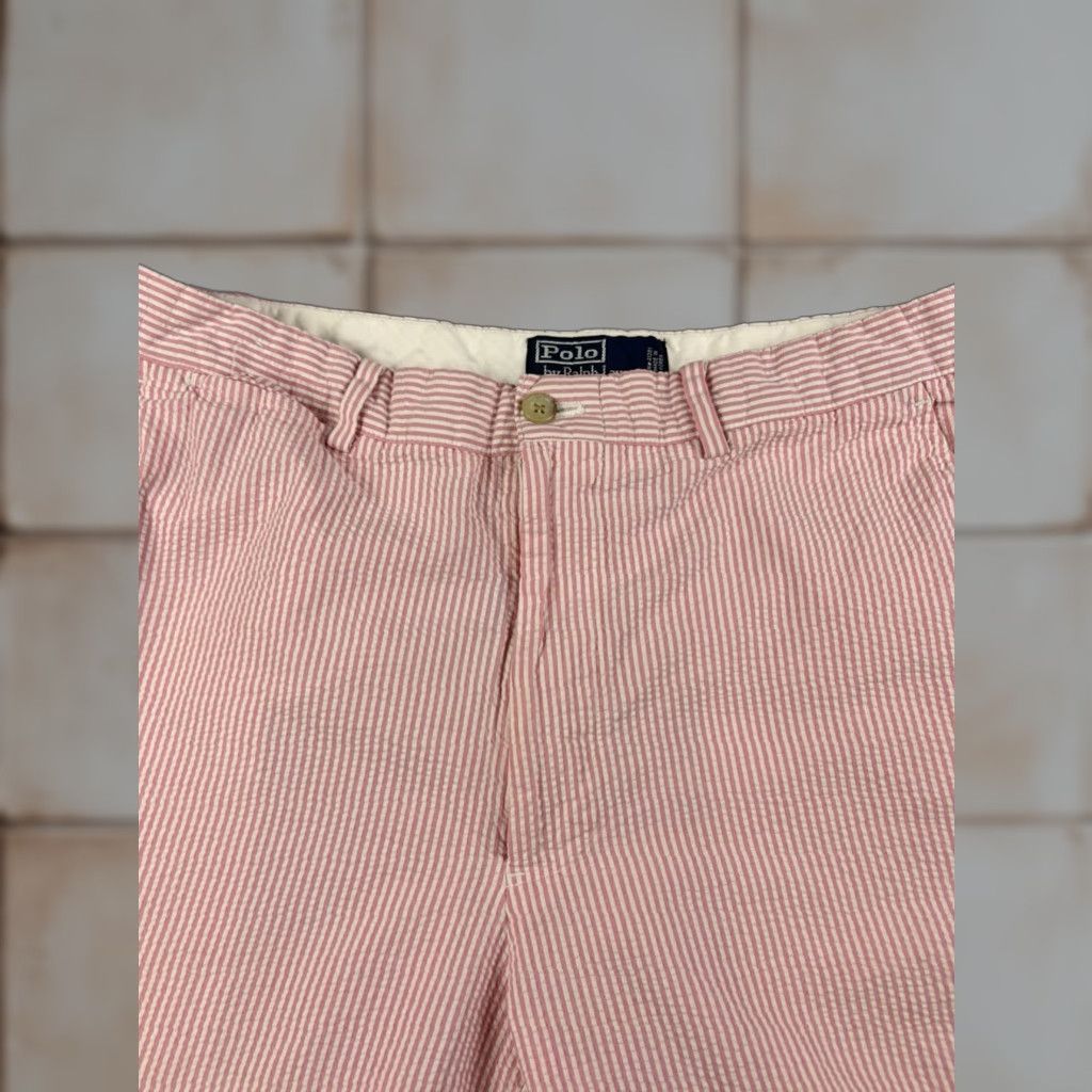 Polo Ralph Lauren VINTAGE Polo Ralph Lauren Shorts Men 33 Pink Striped Seersucker Preppy Chino Medium Lightweight Pockets Size US XS / EU 42 / 0 - 1 Thumbnail