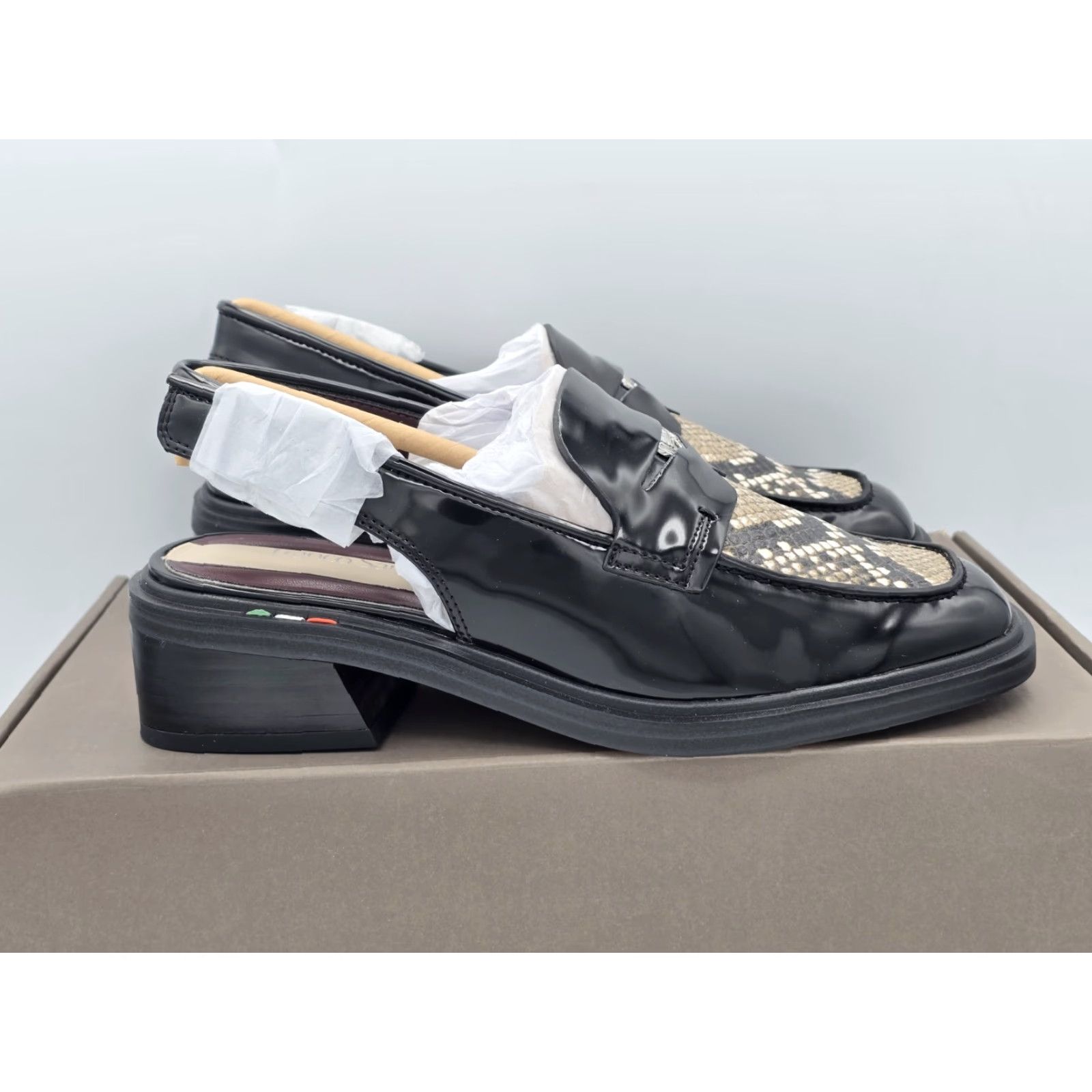 Franco Sarto Franco Sarto NIB Women’s Giada Slingback Loafer - Black/Snake - Size 5M - M Size US 5 / IT 35 - 4 Thumbnail