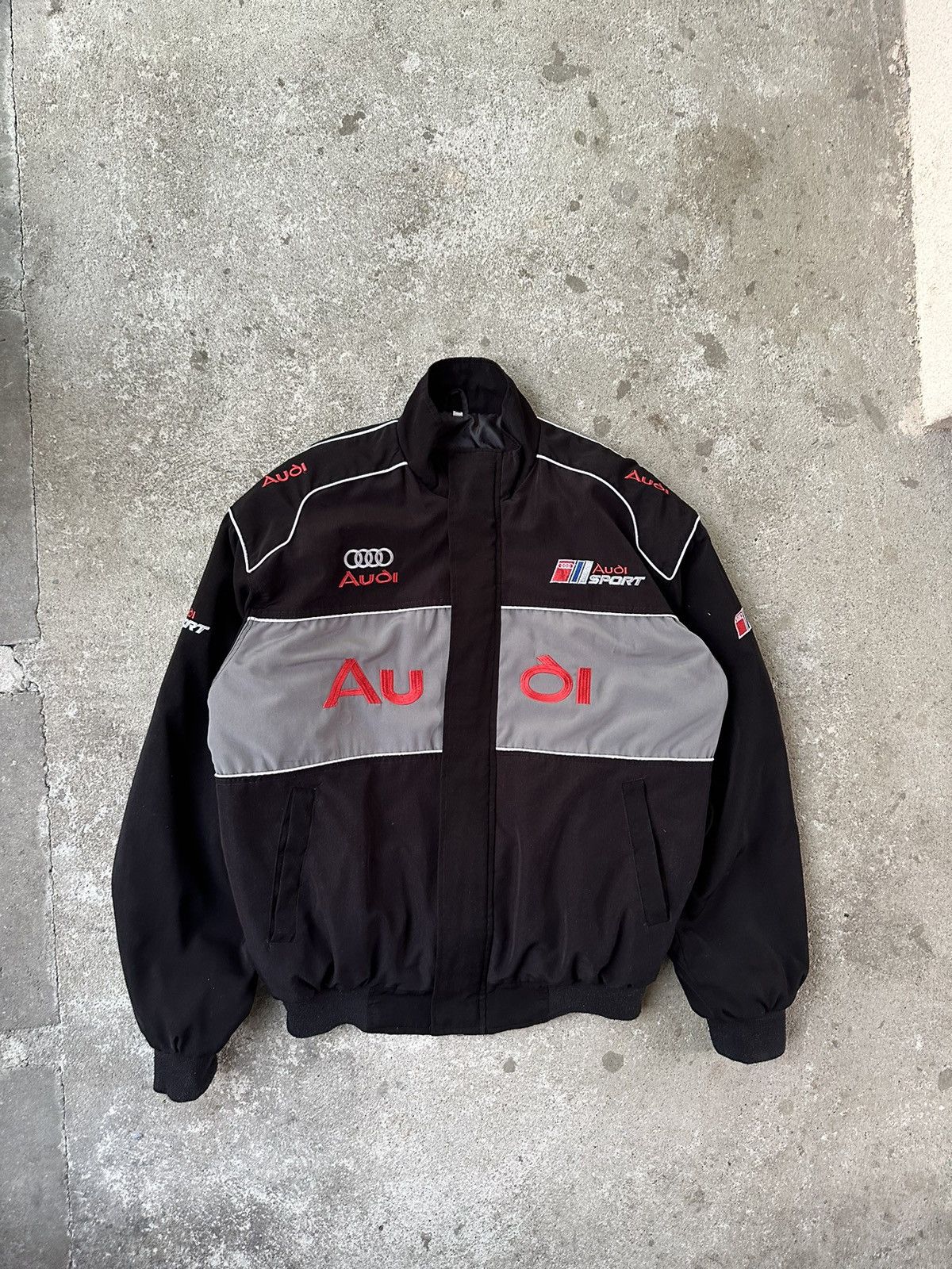 image of Vintage Audi Racing Boxy Bomber Jacket in Black, Men's (Size XL)