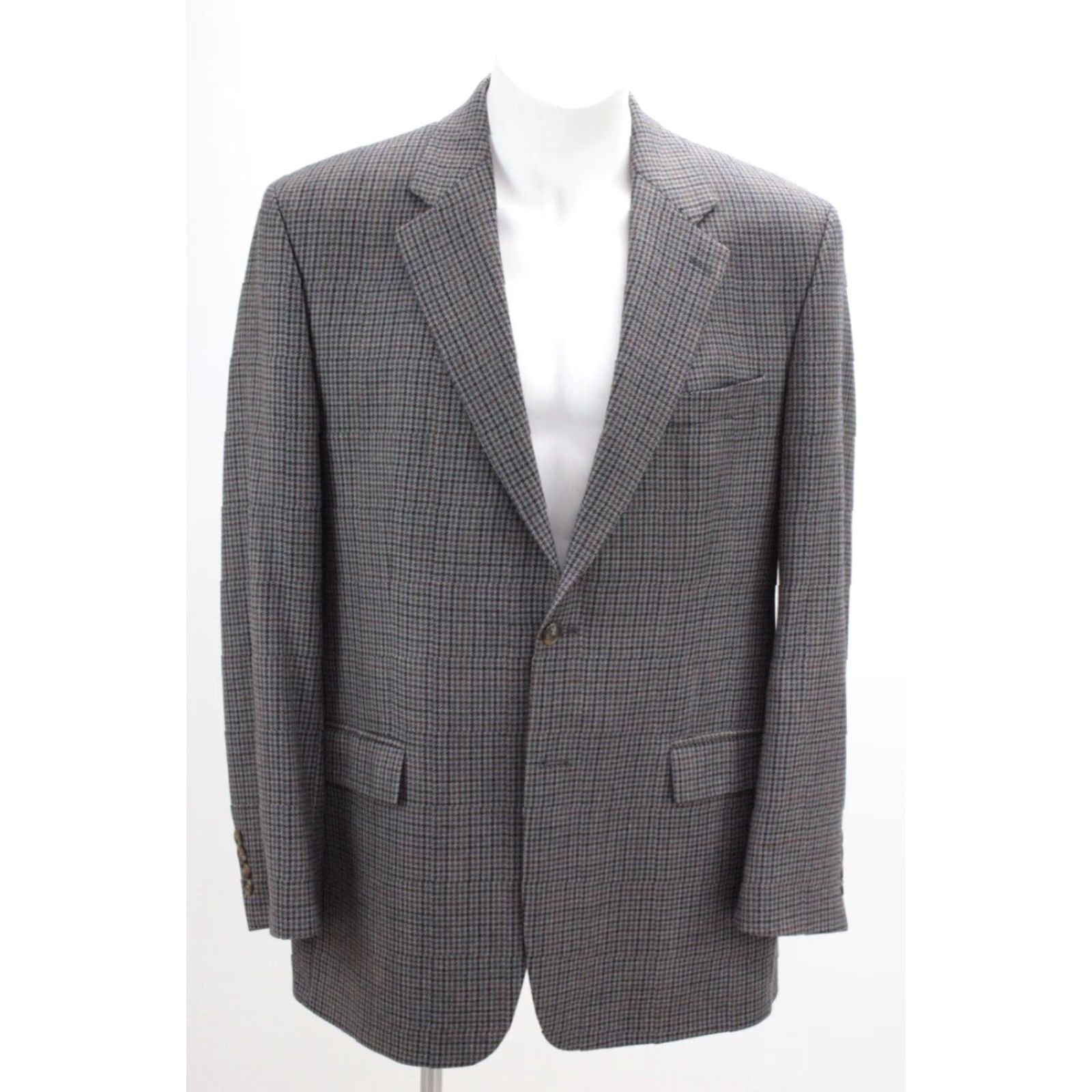 Chaps Chaps Ralph Lauren Blazer Men 44L Gray Lambswool Houndstooth Jacket Business Formal Party/Cocktail Travel Wedding Mens Size 44R - 5 Thumbnail