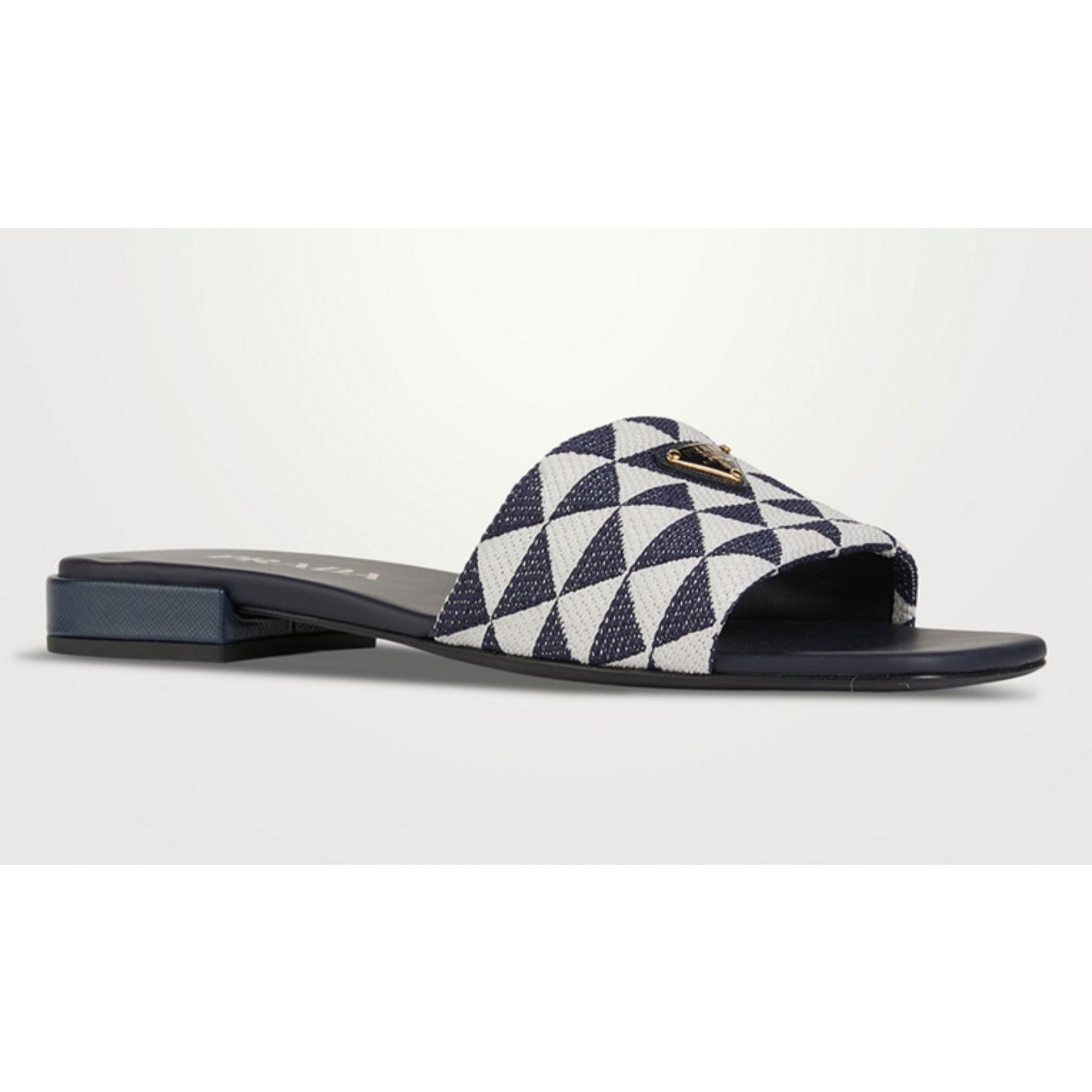 Prada Prada Jacquard Triangle Logo Baltico Talco Blue White Slide Size US 6 / IT 36 - 3 Thumbnail
