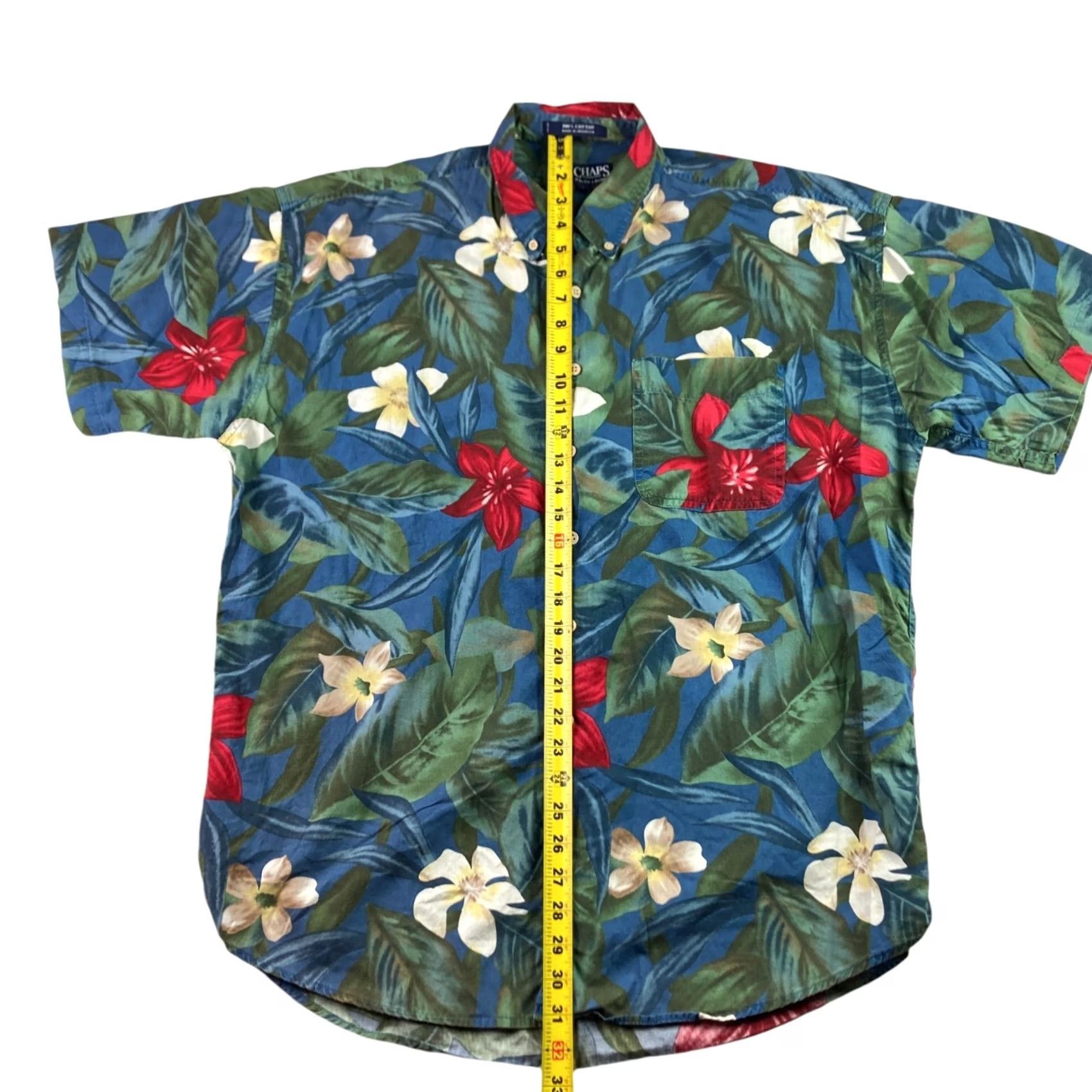 Chaps VINTAGE Ralph Lauren Chaps Men’s Hawaiian Button-Up Shirt Green Floral Large Short Sleeve Collared Button-Down Size US L / EU 52-54 / 3 - 4 Thumbnail