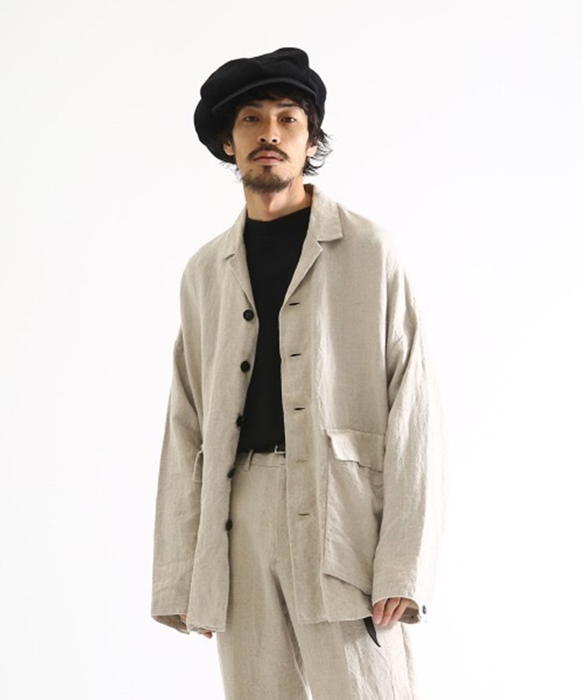 image of Marka Linen Canvas Wide Shirt Jacket in Linen Khaki, Men's (Size Small)