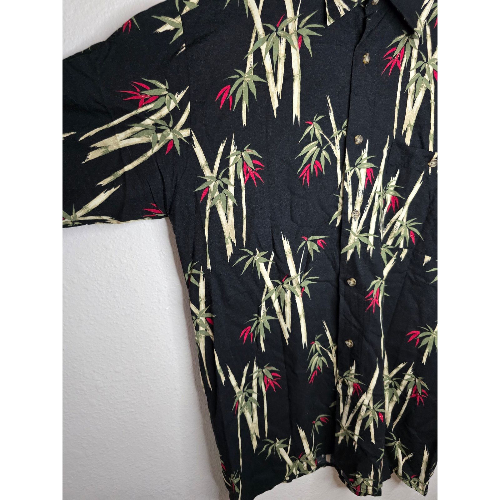 Puritan Puritan Hawaii Shirt Bamboo Print M Black Tropical Button Up Size US L / EU 52-54 / 3 - 3 Thumbnail