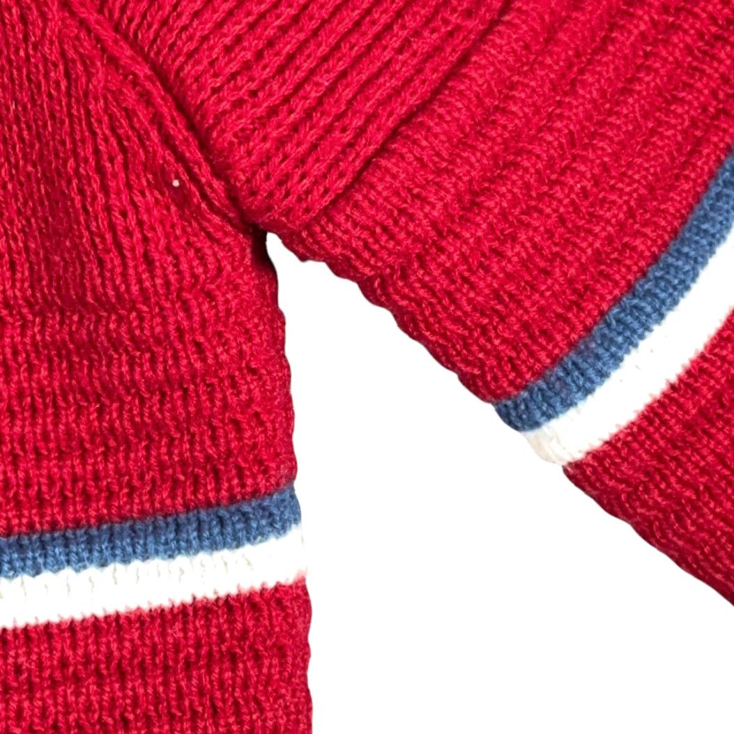 Vintage VINTAGE Calvin Charles Sweater Adult SMALL Red Textured Knit Quarter Zip 80s Size US S / EU 44-46 / 1 - 6 Thumbnail