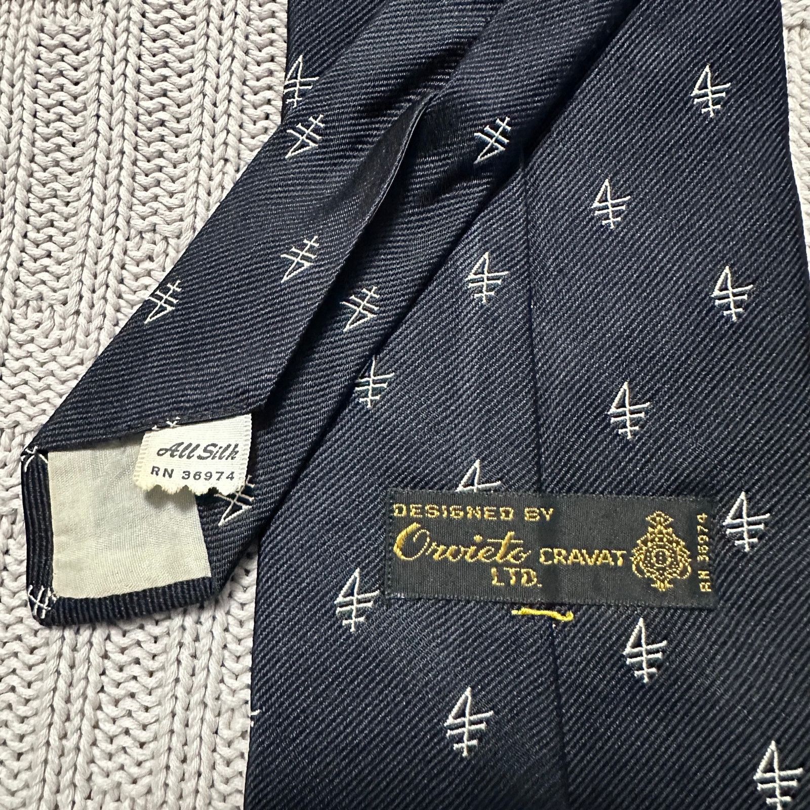 Vintage Vintage Orvieto navy motif silk tie Size ONE SIZE - 3 Thumbnail