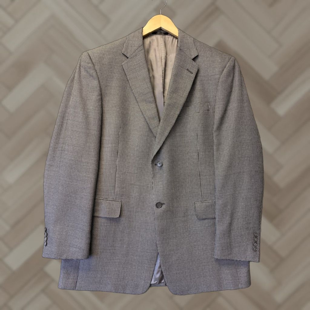 Nordstrom VINTAGE Nordstrom Hart Schaffner Marx Wool Blazer 42L Men’s Houndstooth Two-Button Single Vented Formal Business Cocktail Wedding Size 42L - 1 Thumbnail