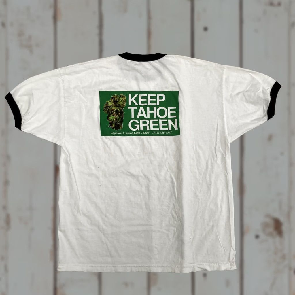 Vintage VINTAGE 90s Keep Tahoe Green Marijuana Weed Ringer Made In USA T-Shirt XL Shirt Mens Green Size US XL / EU 56 / 4 - 1 Thumbnail