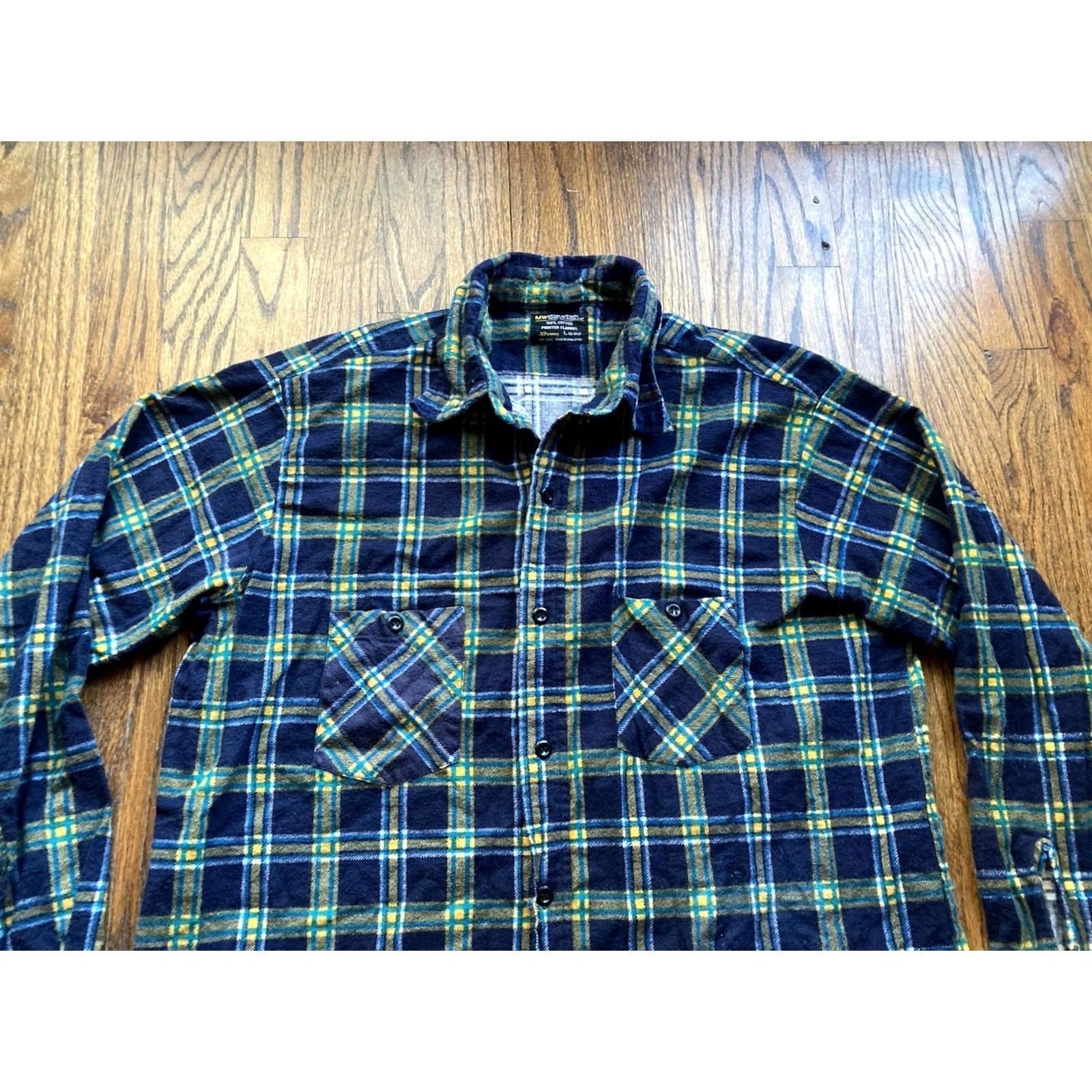 Vintage VINTAGE J. C. Penney Flannel Shirt Mens Large Blue Plaid 80s Cotton Button-Up Long Sleeve Size US L / EU 52-54 / 3 - 4 Thumbnail