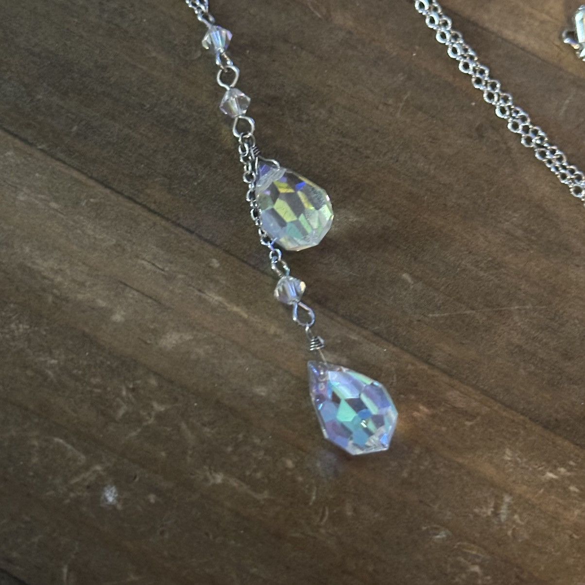 Other Silver tone Aurora Borealis Crystal drop necklace Size ONE SIZE - 3 Thumbnail
