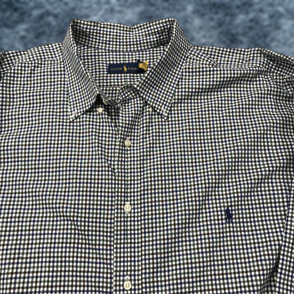 Ralph Lauren Ralph Lauren Shirt Mens 3XLT Tall Blue Green Check Poplin Classic Cotton Blend Shirt Big & Tall Mens Blue Check Poplin Cotton Blend Classic Size US XXL / EU 58 / 5 - 1 Thumbnail