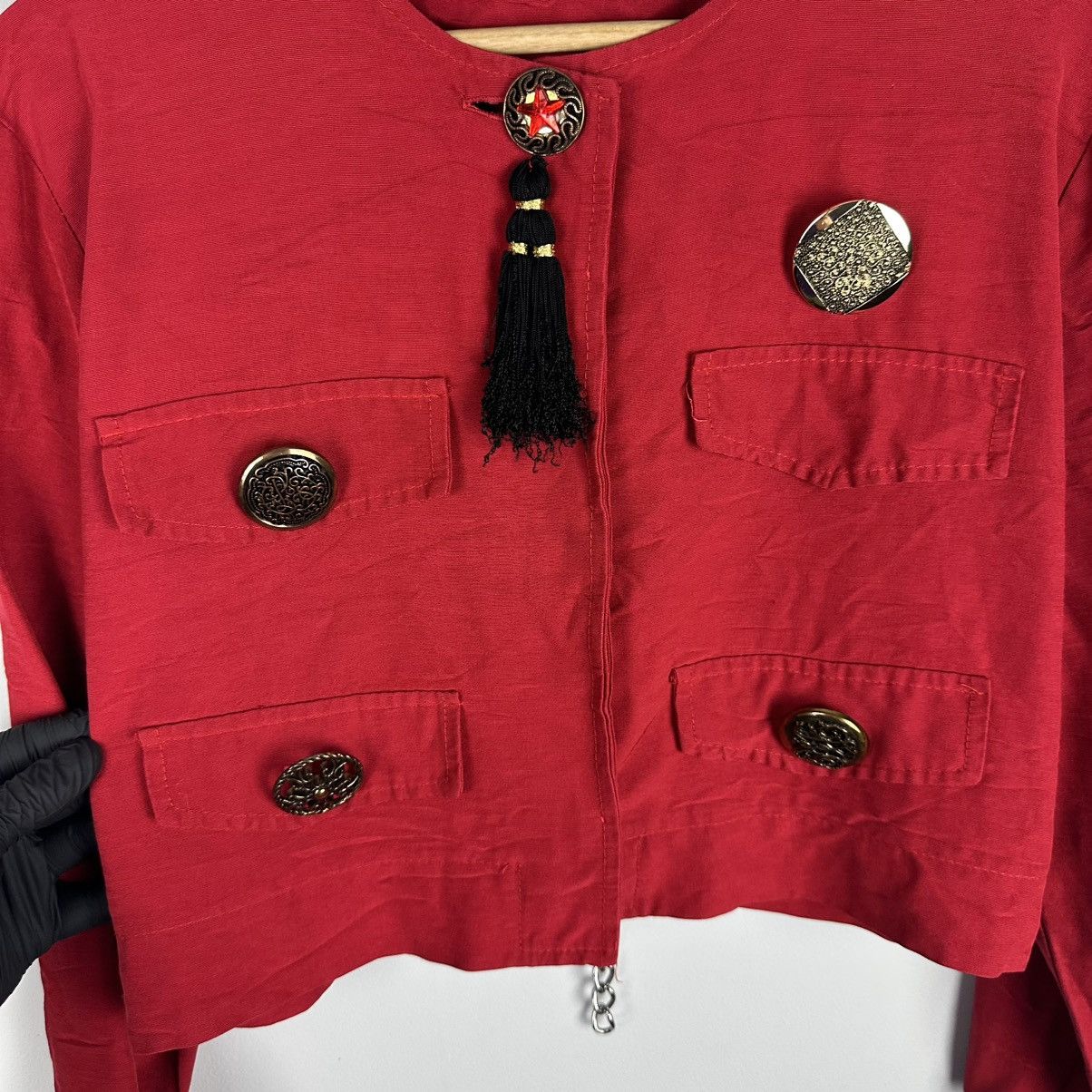 Sandro Vintage Rare Sandro 80’s Red Napaleon Cropped Blazer Size M / US 6-8 / IT 42-44 - 14 Thumbnail