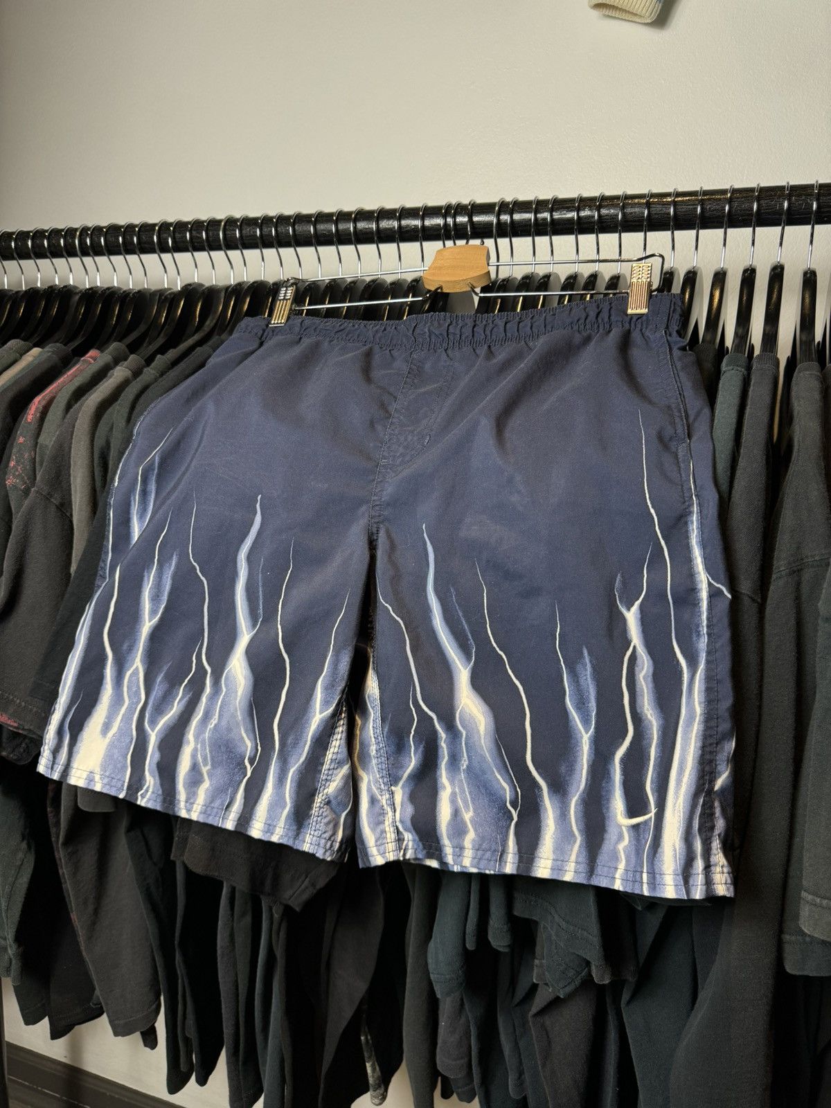 Other Vintage Nike Blue Flames Small Check Nylon Shorts 30/32 Size US 32 / EU 48 - 1 Thumbnail
