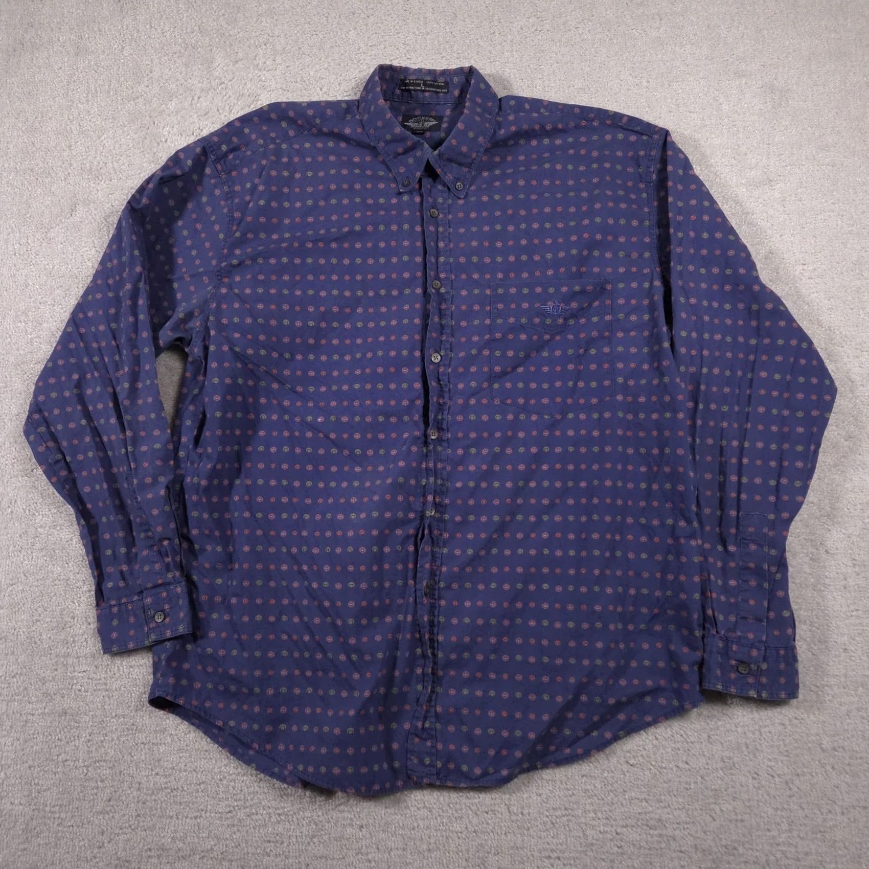 Dockers VINTAGE Dockers Shirt Mens Large Blue Long Sleeve Button Down Geometric 90s Size US L / EU 52-54 / 3 - 2 Thumbnail