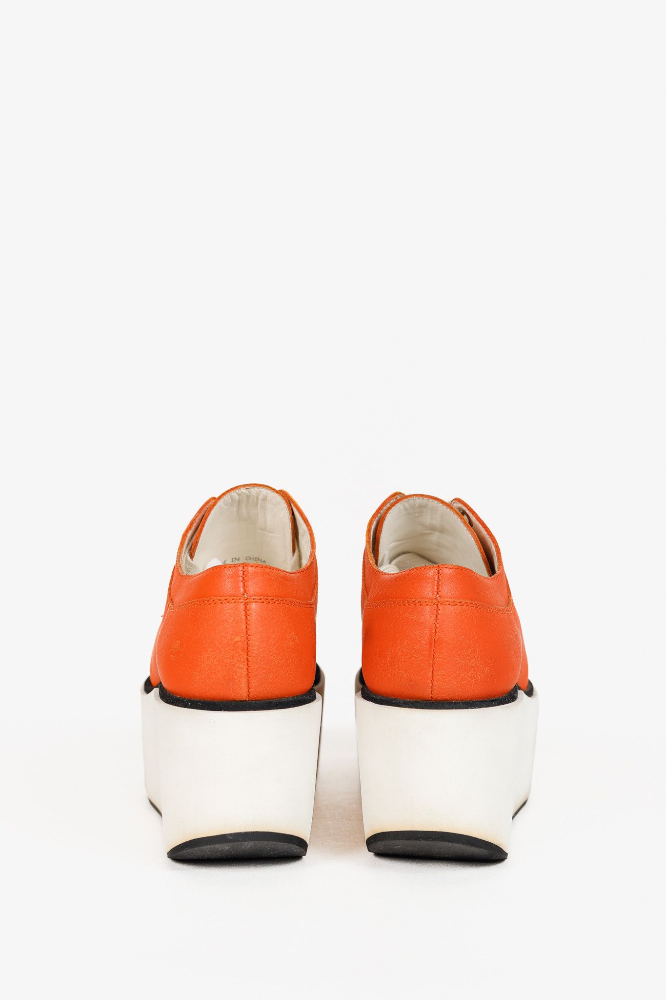 Jil Sander Jil Sander Navy SS/12 Orange Leather Lace-Up Platforms Size US 8 / IT 38 - 3 Thumbnail
