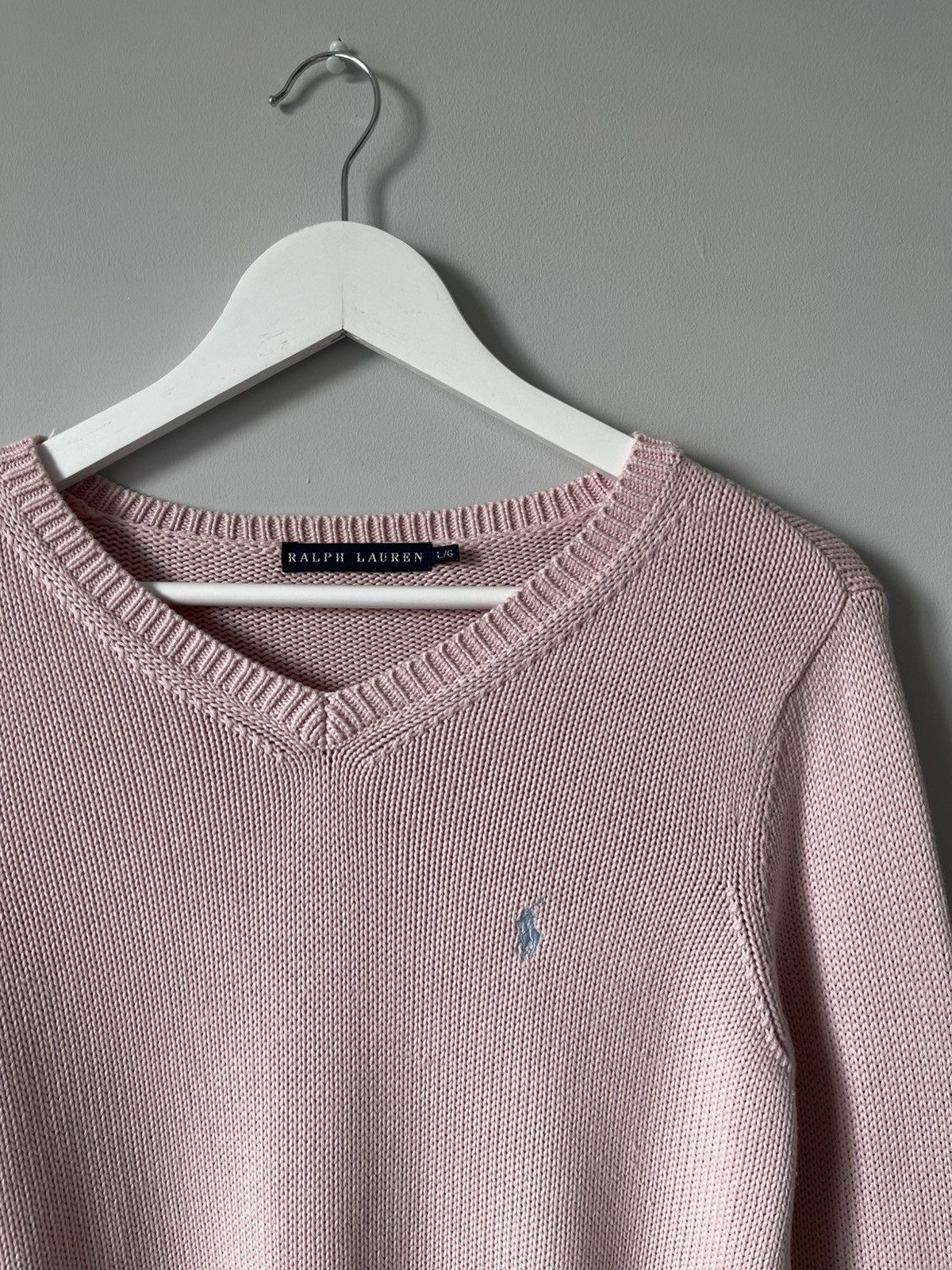 Ralph Lauren Vintage Ralph Lauren 90's Light Pink Cotton Knitted Sweater Size L / US 10 / IT 46 - 2 Thumbnail