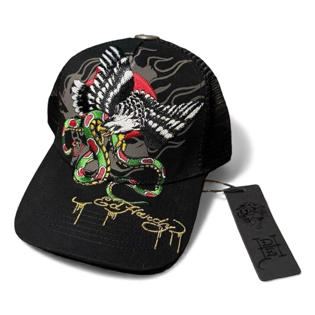 Ed Hardy Ed Hardy Black Green Eagle Snake Trucker Snapback Hat Size ONE SIZE - 1 Thumbnail