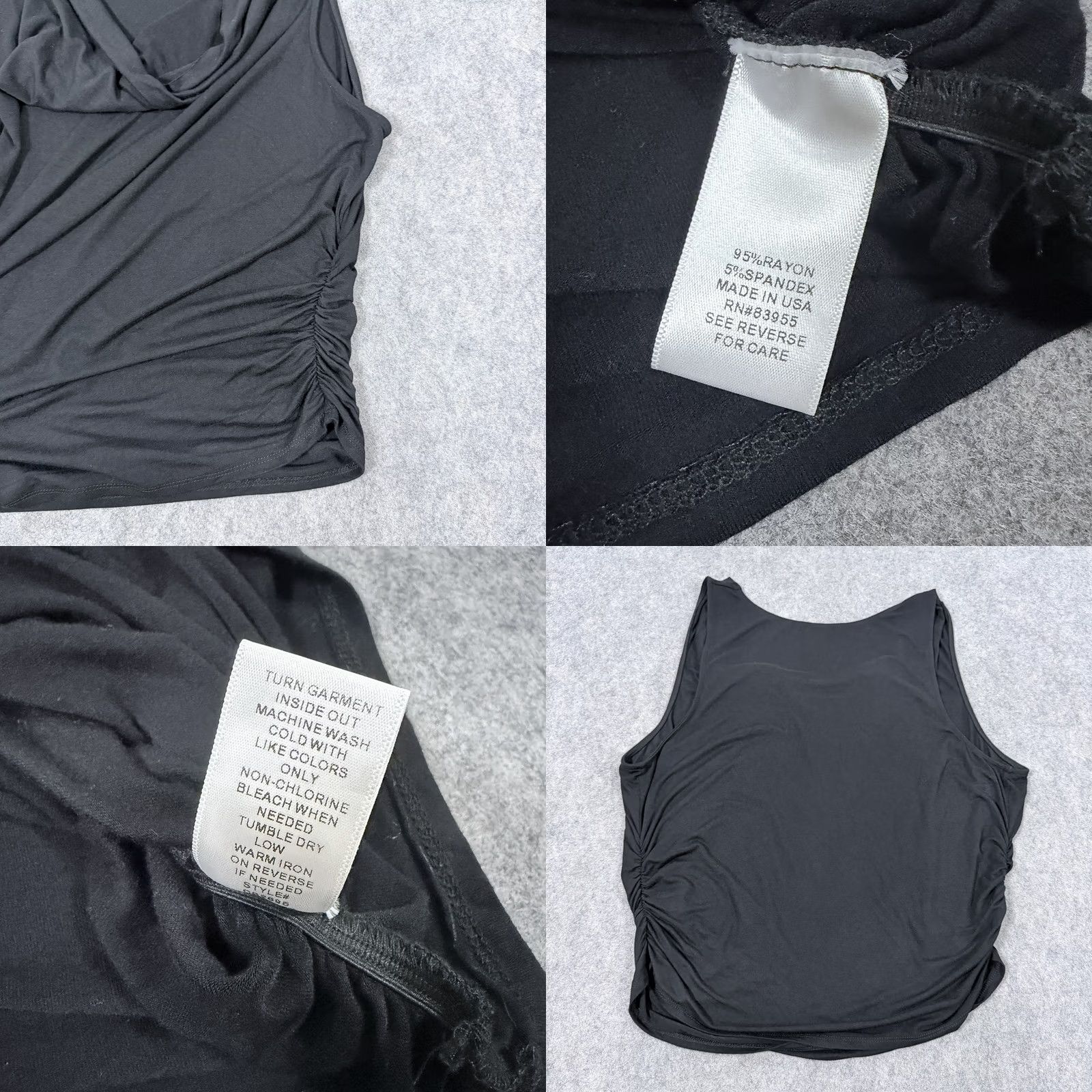 Vintage Curvy Sense Black Knit Cowl Neck Ruched Sleeveless Shirt Women's Size 4X Size XXL / US 16-18 / IT 52-54 - 8 Thumbnail