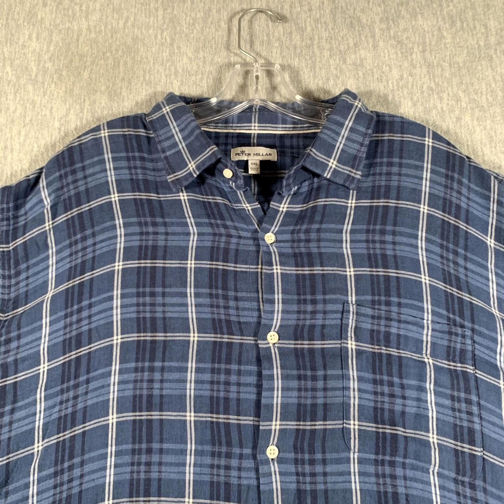 Peter Millar Peter Millar Shirt Mens 2XL Blue Plaid Long Sleeve Button Front Cotton Casual Size US XXL / EU 58 / 5 - 4 Thumbnail