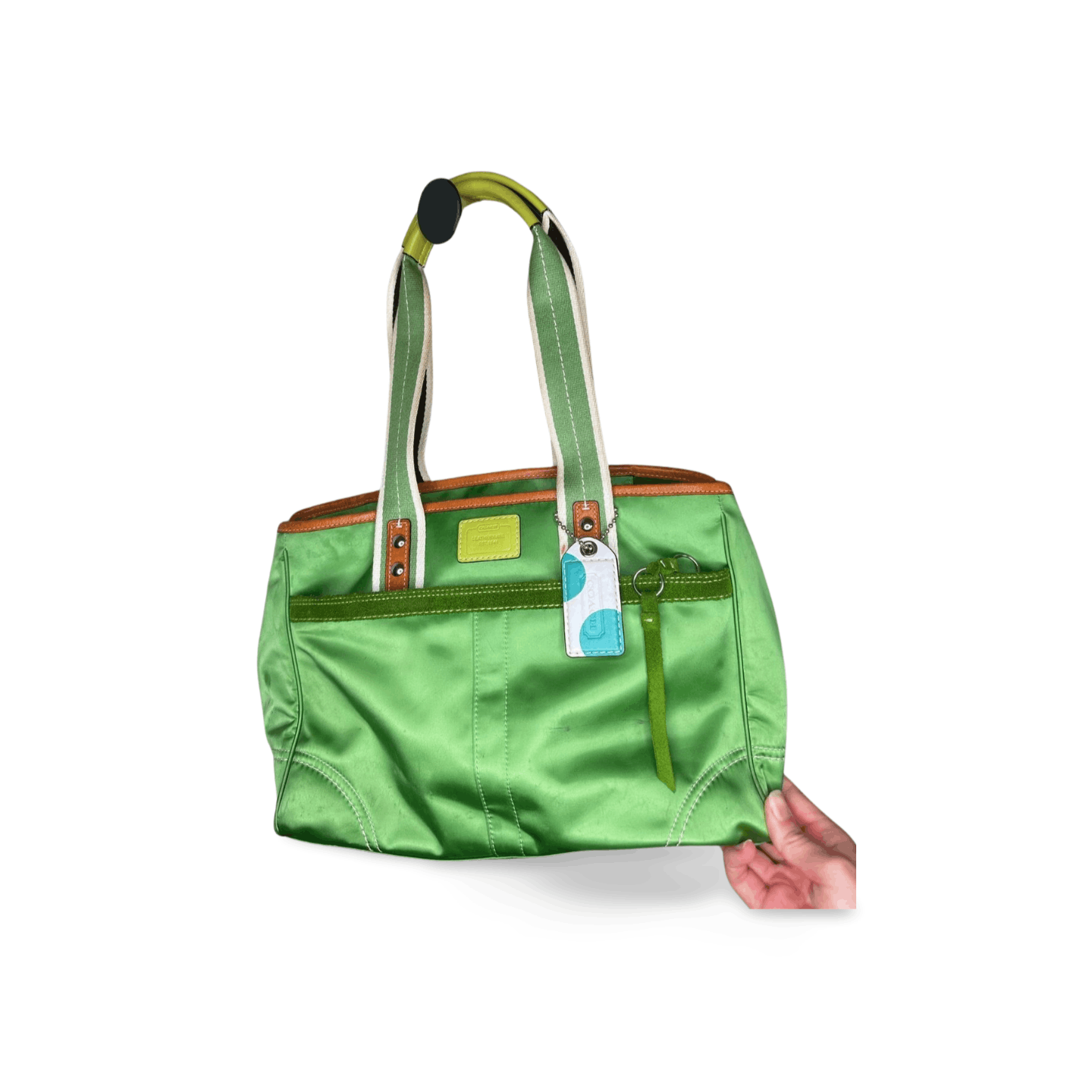 Coach COACH Green Nylon / Leather Hampton Tote Shoulder Handbag Size ONE SIZE - 1 Thumbnail