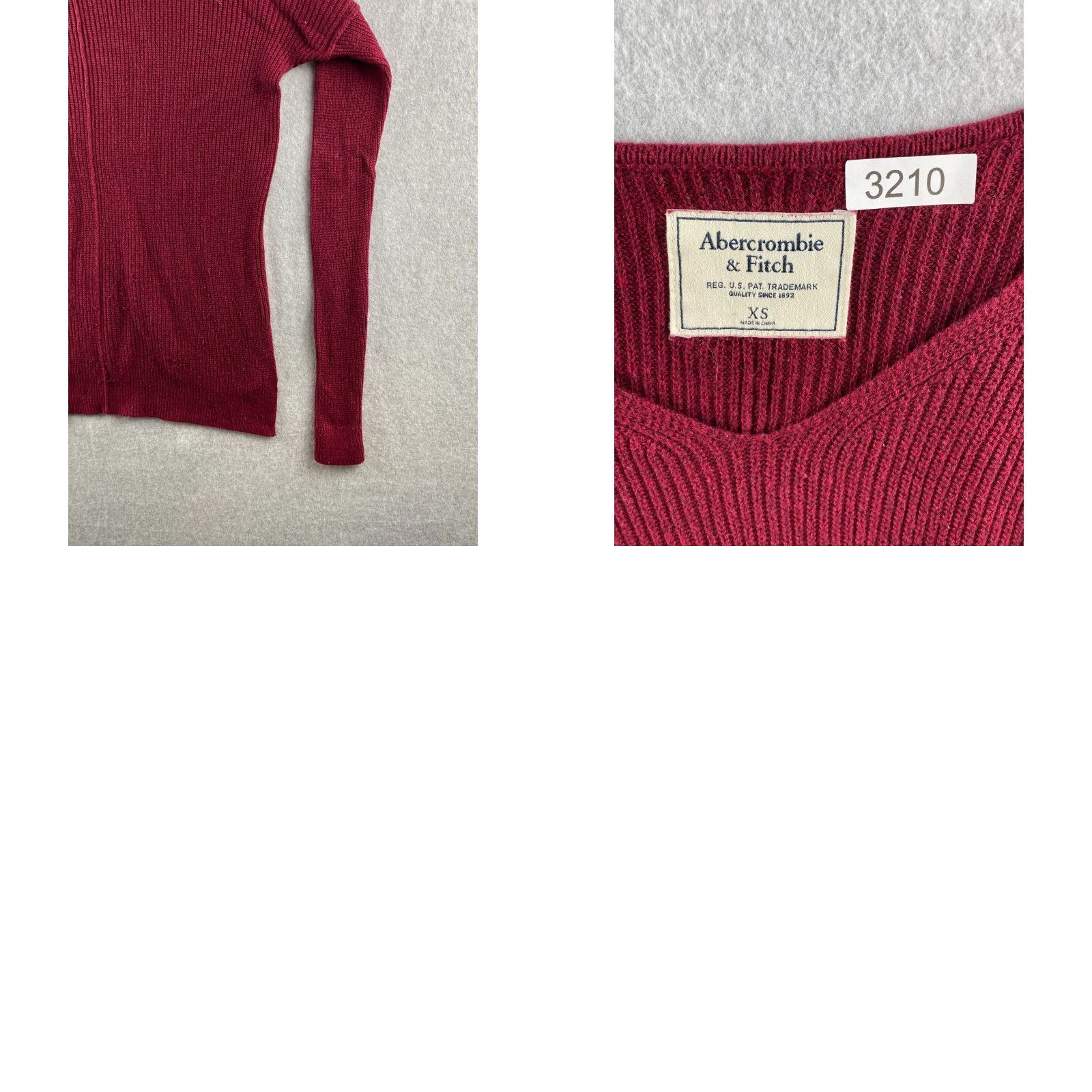 Abercrombie & Fitch Abercrombie & Fitch Sweater Womens XS Maroon Pullover V-Neck Cable-Knit Stretch Size XS / US 0-2 / IT 36-38 - 10 Thumbnail