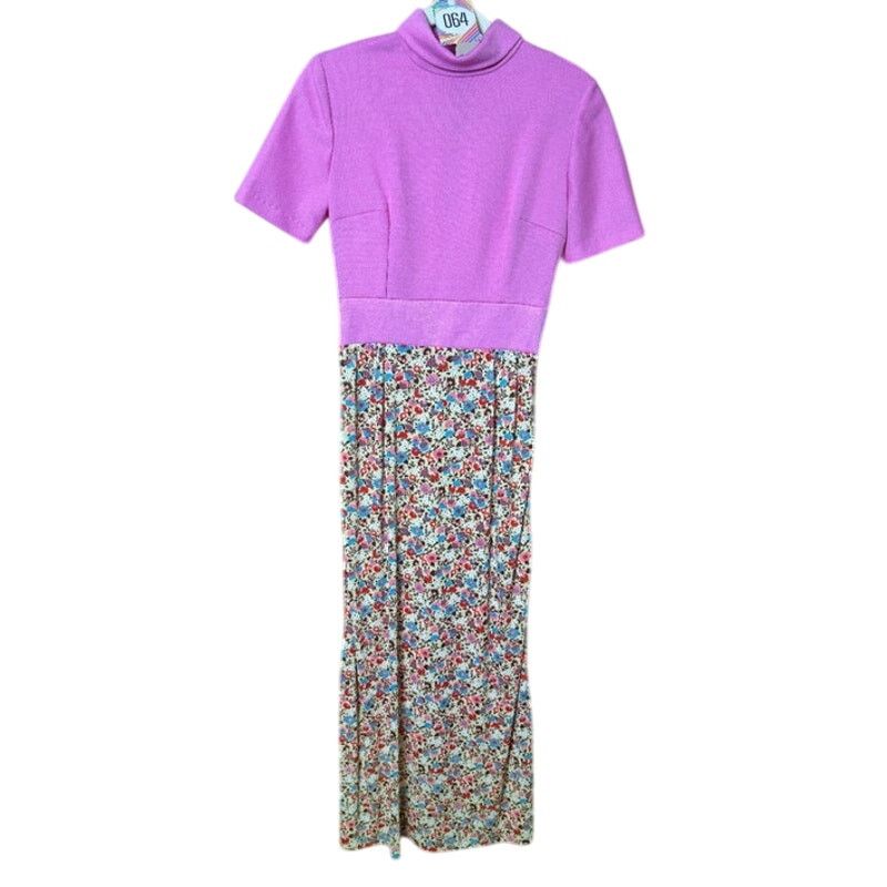 Vintage Vintage 60s/70s Pink Floral Short Sleeve Maxi Dress XS Small Size XS / US 0-2 / IT 36-38 - 1 Thumbnail
