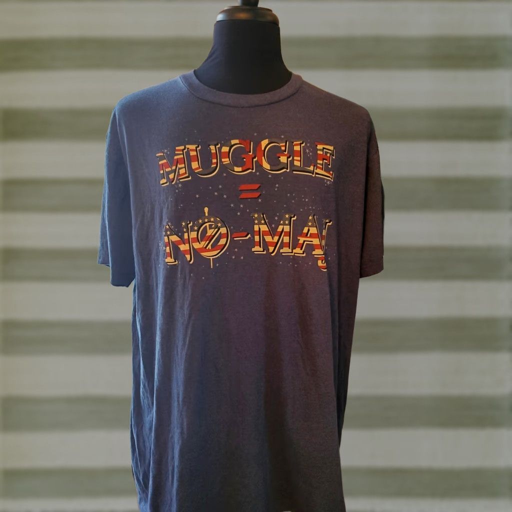 Vintage Fantastic Beasts T-Shirt Men 2XL Blue Crew Neck Short Sleeve Muggle No Maj Graphic Print Vintage: No Size US XXL / EU 58 / 5 - 1 Thumbnail