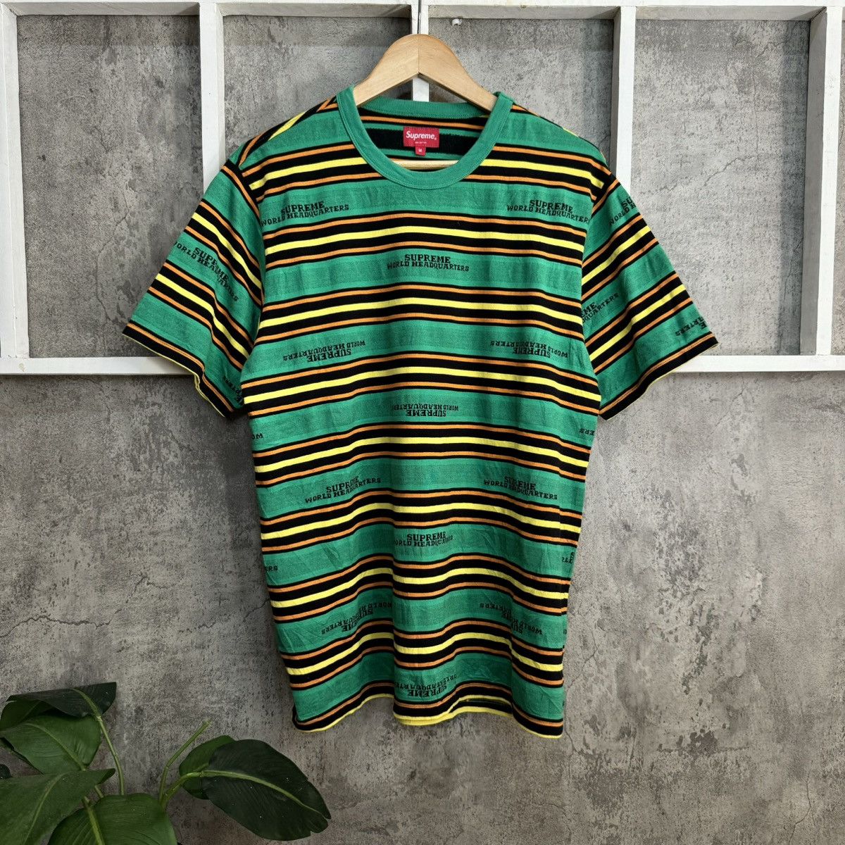image of Supreme Hq Stripe Tshirt in Green, Men's (Size Medium)