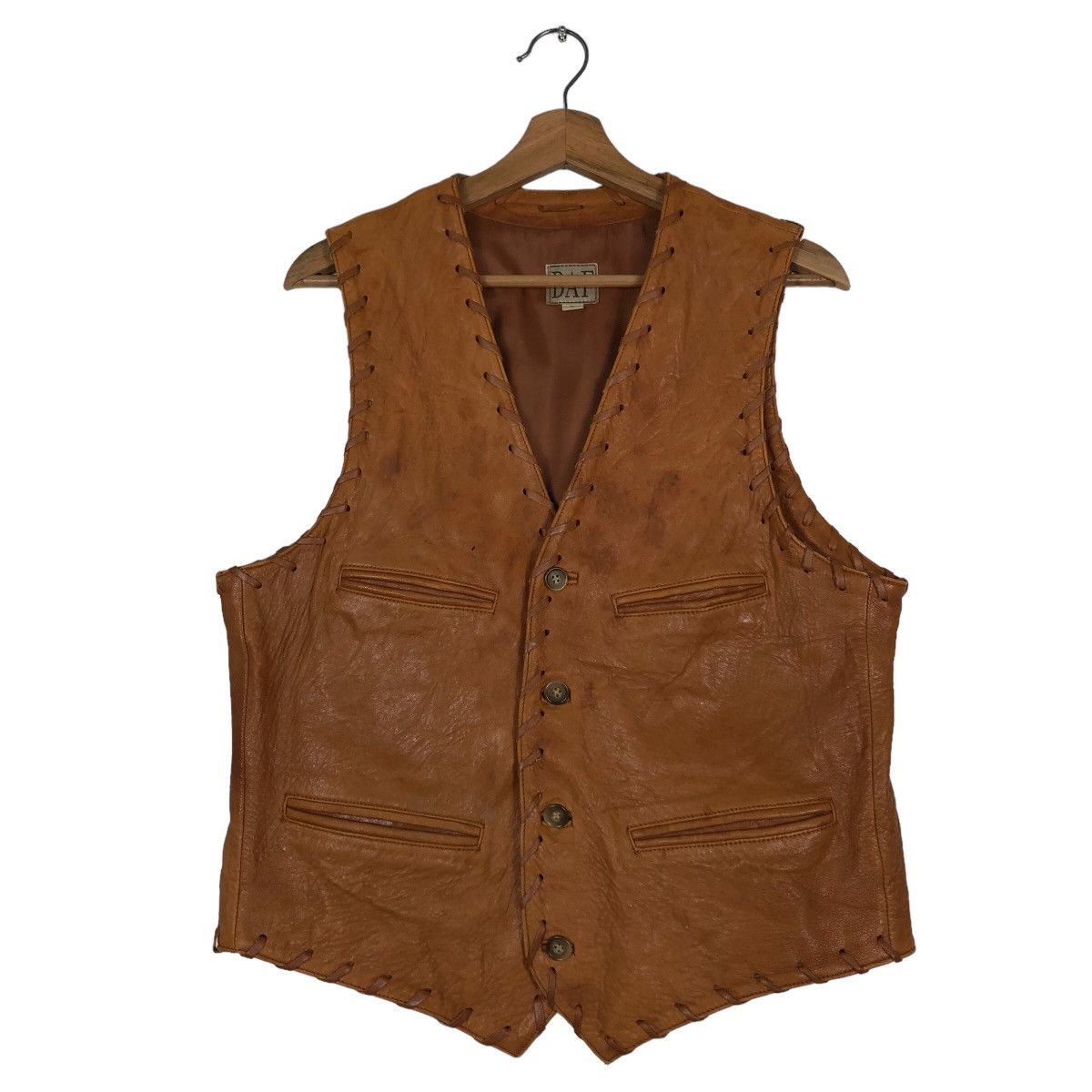 Genuine Leather 🔥Vintage Leather Biker Vest Jacket Daf Japan Issey Miyake Size US L / EU 52-54 / 3 - 1 Thumbnail