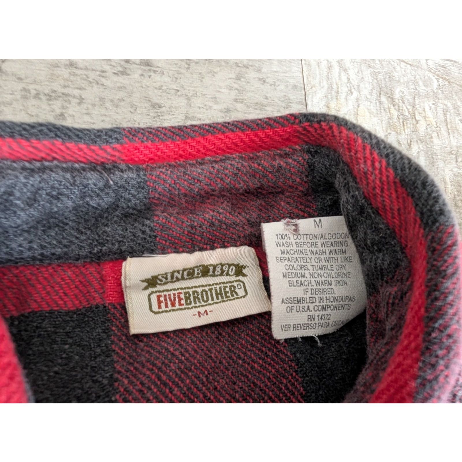 Vintage VINTAGE Five Brother Shirt Mens M Red Check Flannel Button-Up Heavy Cotton 90s Outdoors USA Size US M / EU 48-50 / 2 - 7 Thumbnail