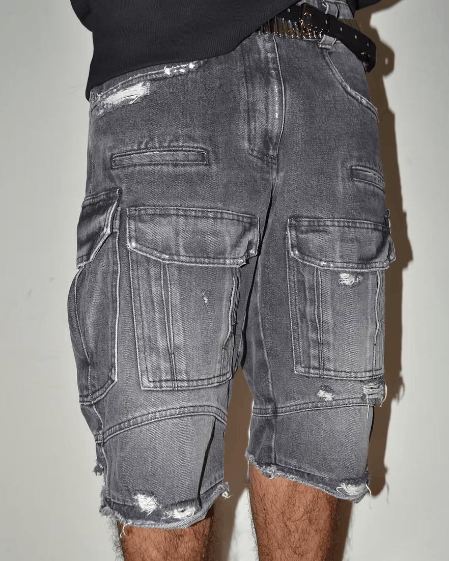Givenchy SS2023 by Matthew Williams Distressed Denim Cargo Shorts Size US 30 / EU 46 - 2 Thumbnail