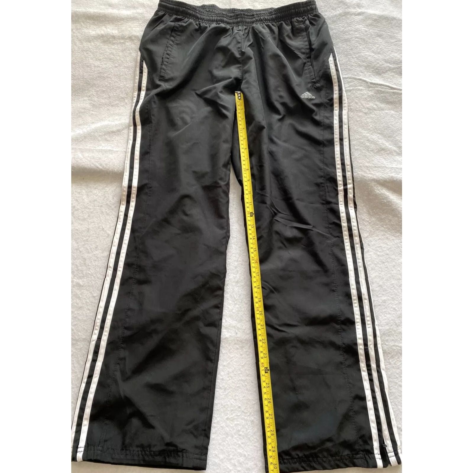 Adidas Adidas Track Pants Mens M Black Drawstring Waist Ankle Zipper 31in Inseam 1990s Activewear Regular Straight Pants Size US 31 - 5 Thumbnail