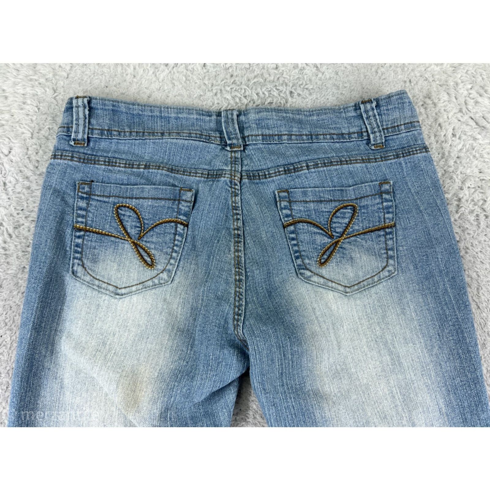 Vintage Jinzu Jeans Denim Womens 9 Blue Distressed Mid Rise 5-Pocket Style Bootcut Cotton Blend Jeans Womens Size 30" / US 8 / IT 44 - 3 Thumbnail