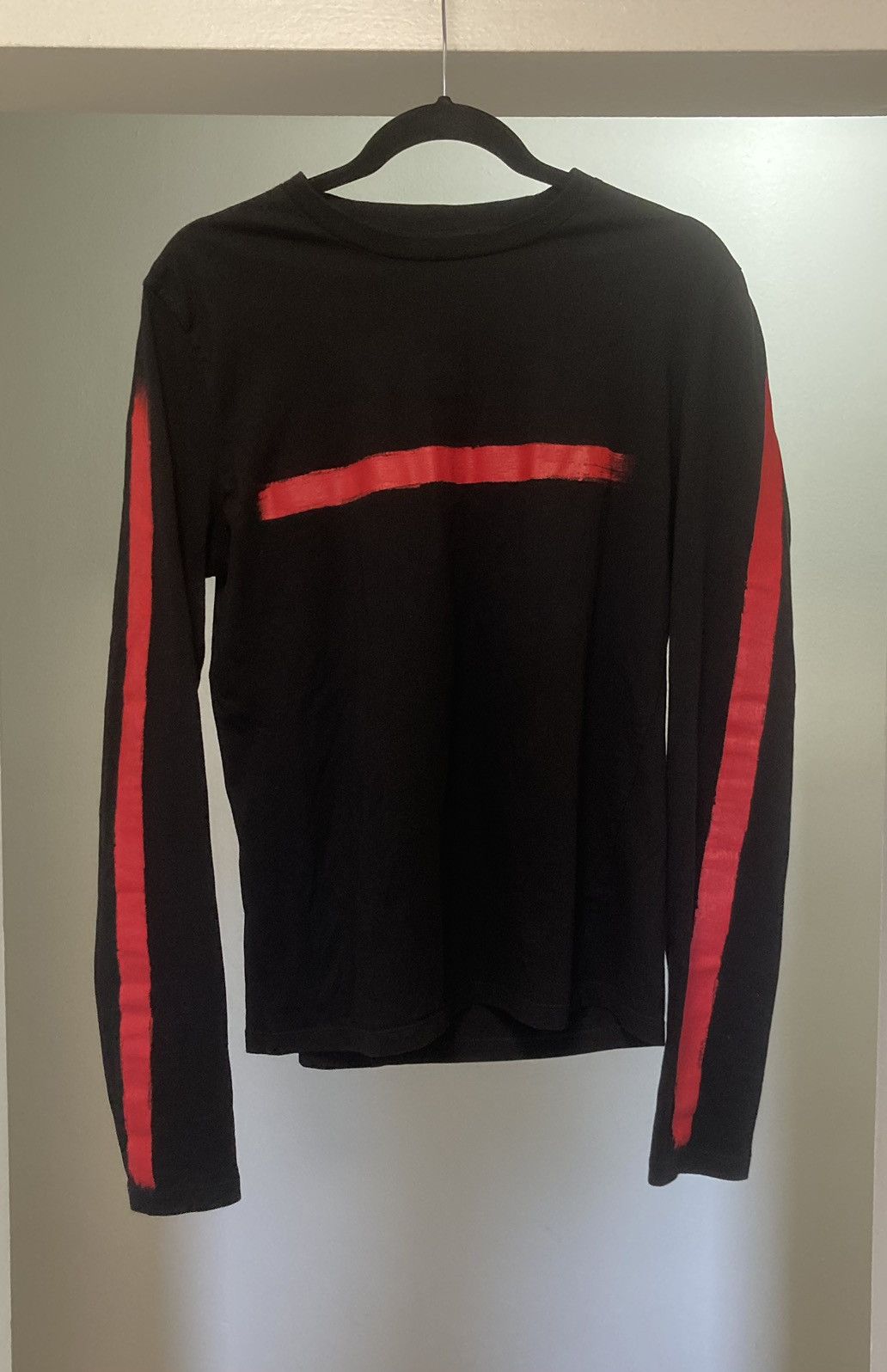 トップス 2000s Neil Barrett Long Sleeve Archive Neil Barrett Long sleeves T Black w/ red stripes | Grailed