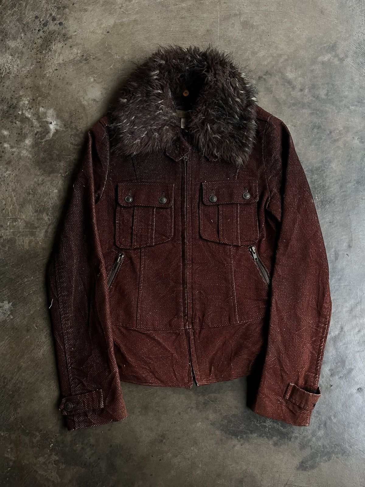 14th Addiction 2000s JAPANESE AMANG FUR JACKET CORDUROY BONDAGE GOTHIC VKEI Size US S / EU 44-46 / 1 - 1 Thumbnail